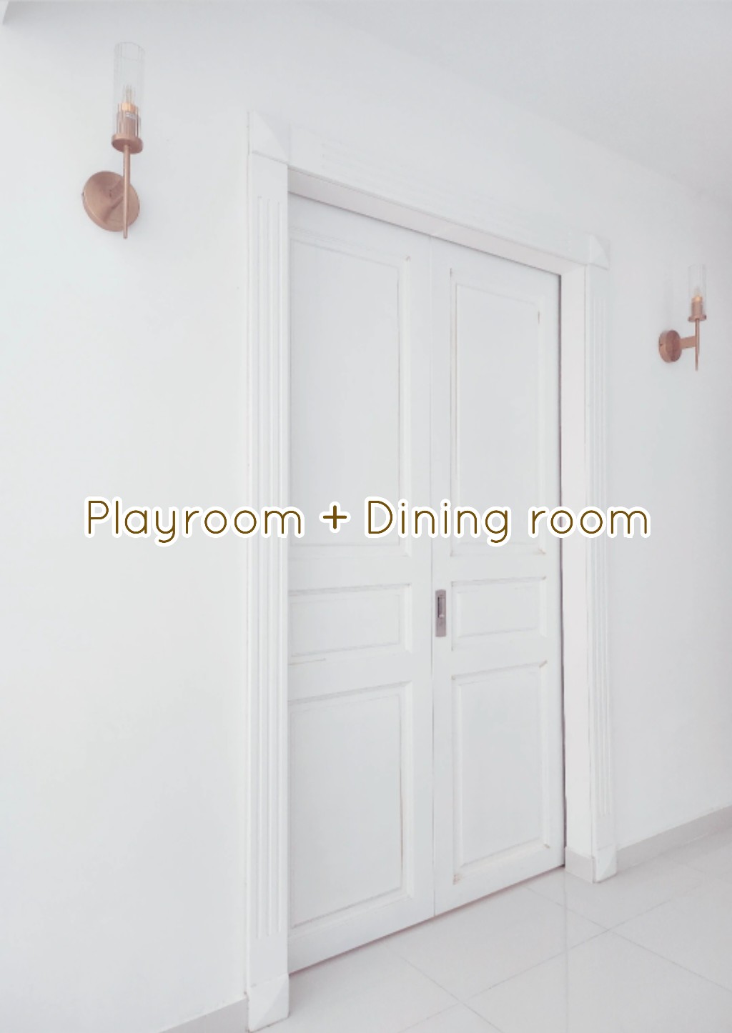 Playroom + Dining room - Playroom, dining room, minimalist, modern, clean, white, elegant, simple, uncluttered, bright, airy