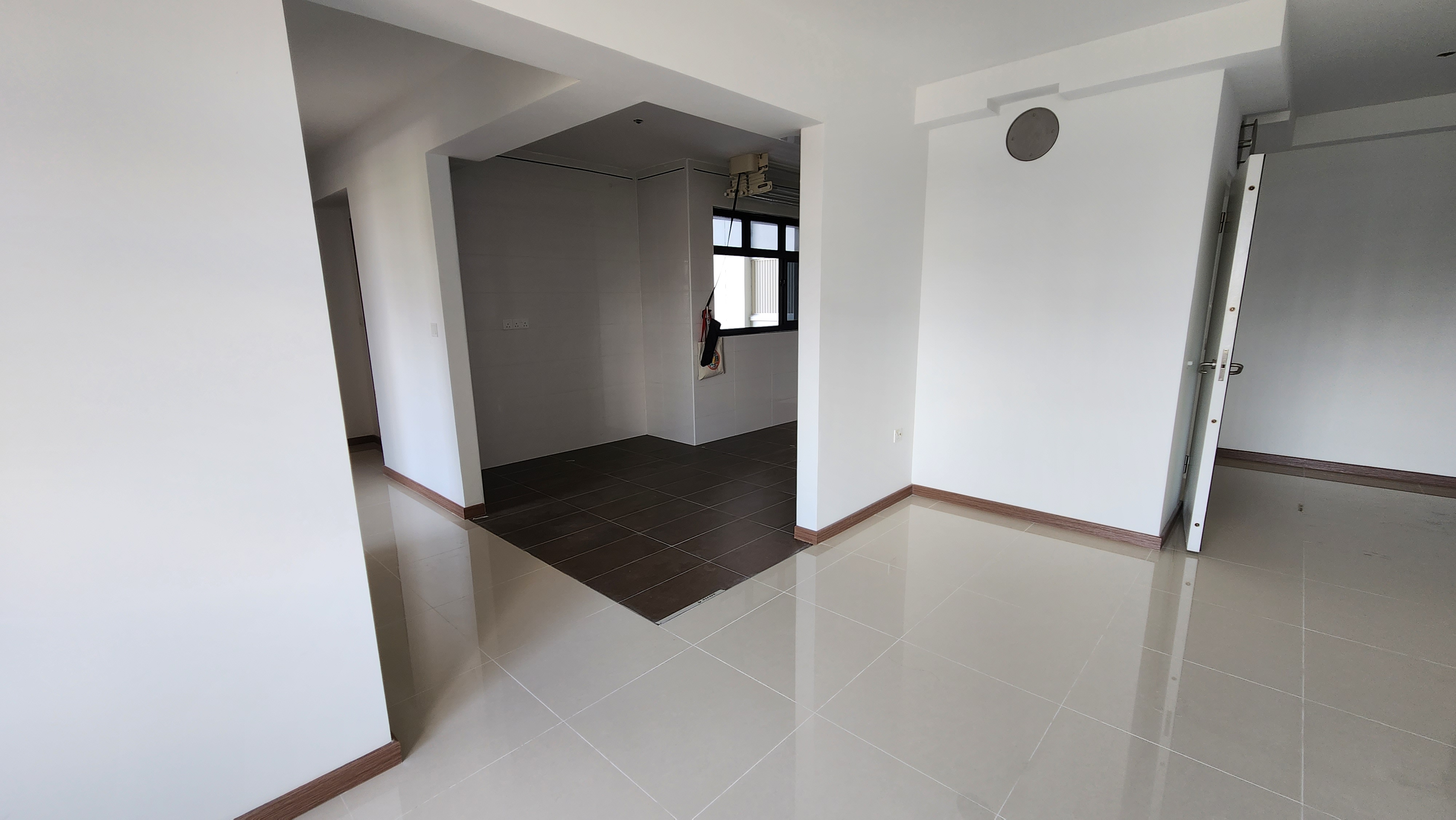 Modern Farmhouse with a Rustic touch in Bidadari - Modern minimalist interior, spacious room, white walls, light wooden trim