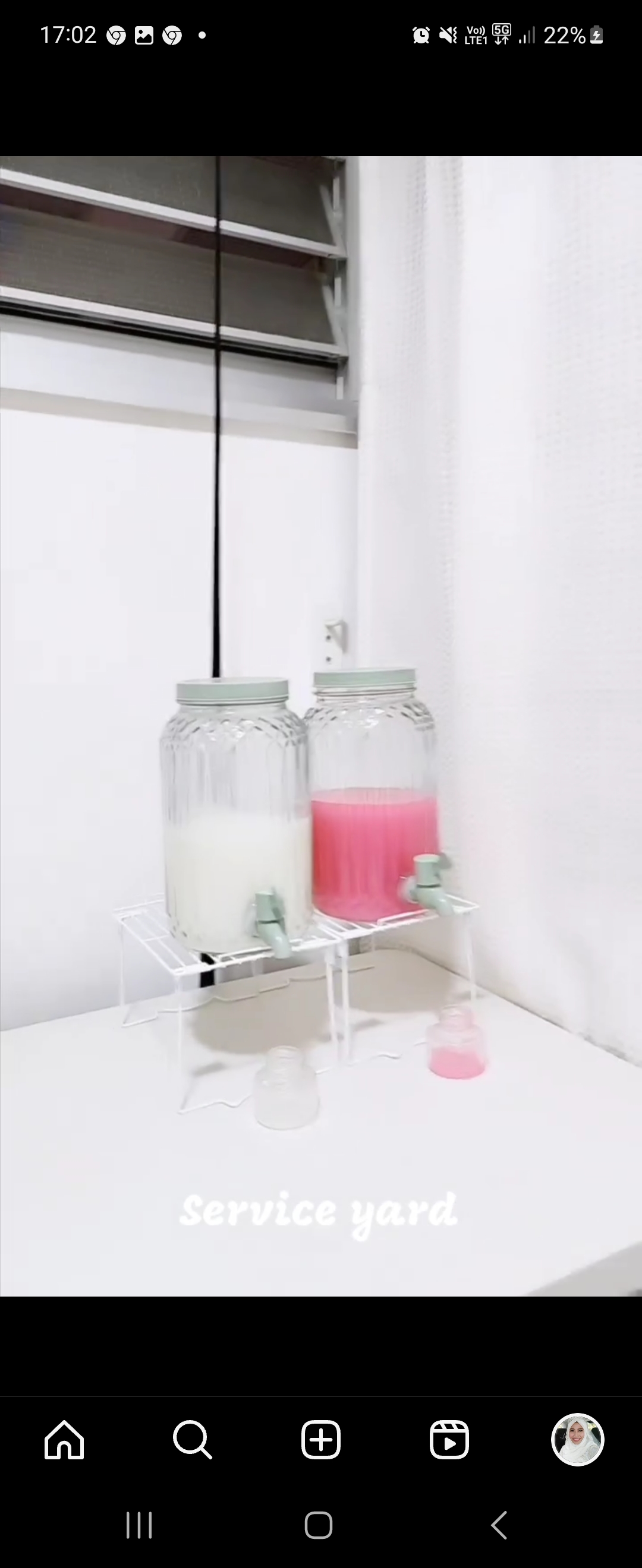 Laundry room of #punggoHField - Pink and white jars on a white shelf, Cleanroom setup with milk and juice, Minimalist kitchen