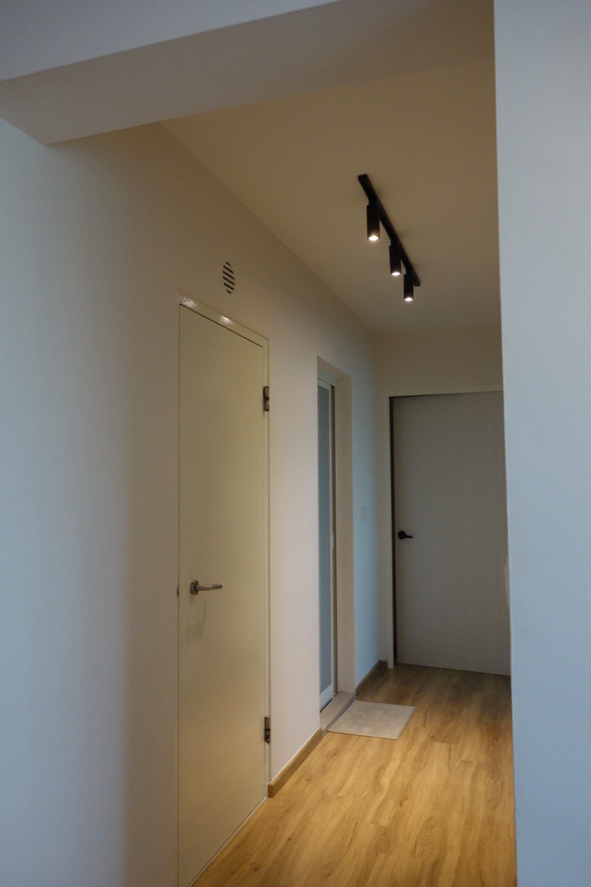 Embracing Tranquility Journey Through Our Personal Haven - Modern minimalist hallway, light-colored walls, wooden floor