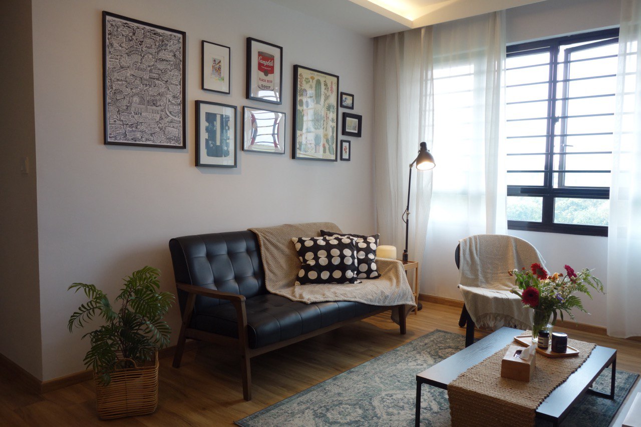 Embracing Tranquility Journey Through Our Personal Haven - modern living room, cozy corner, comfortable sofa, black leather