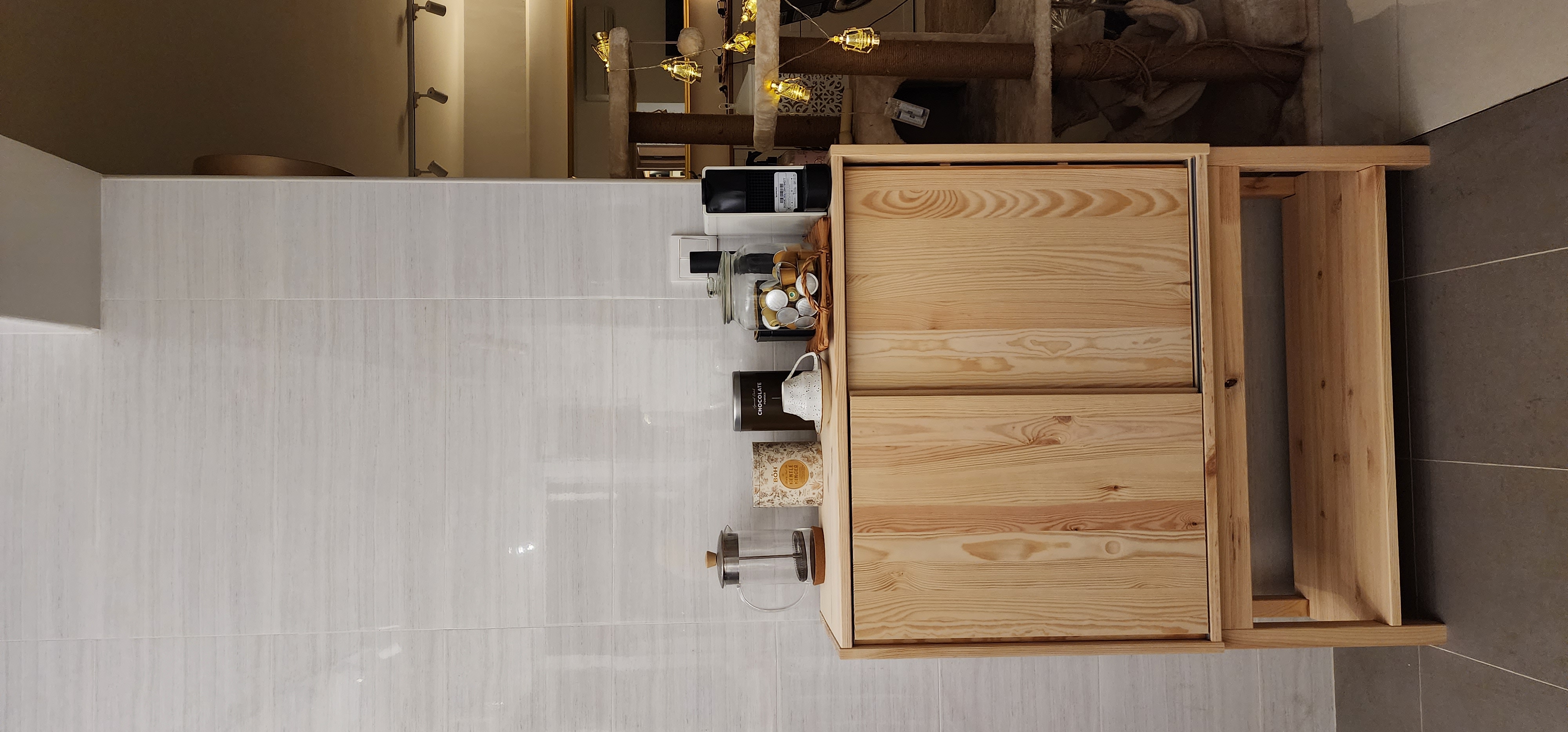 How to Hygge, Hoo Guh your life?! - modern bathroom, minimalist design, floating shelf, wooden cabinet, white marble tiles