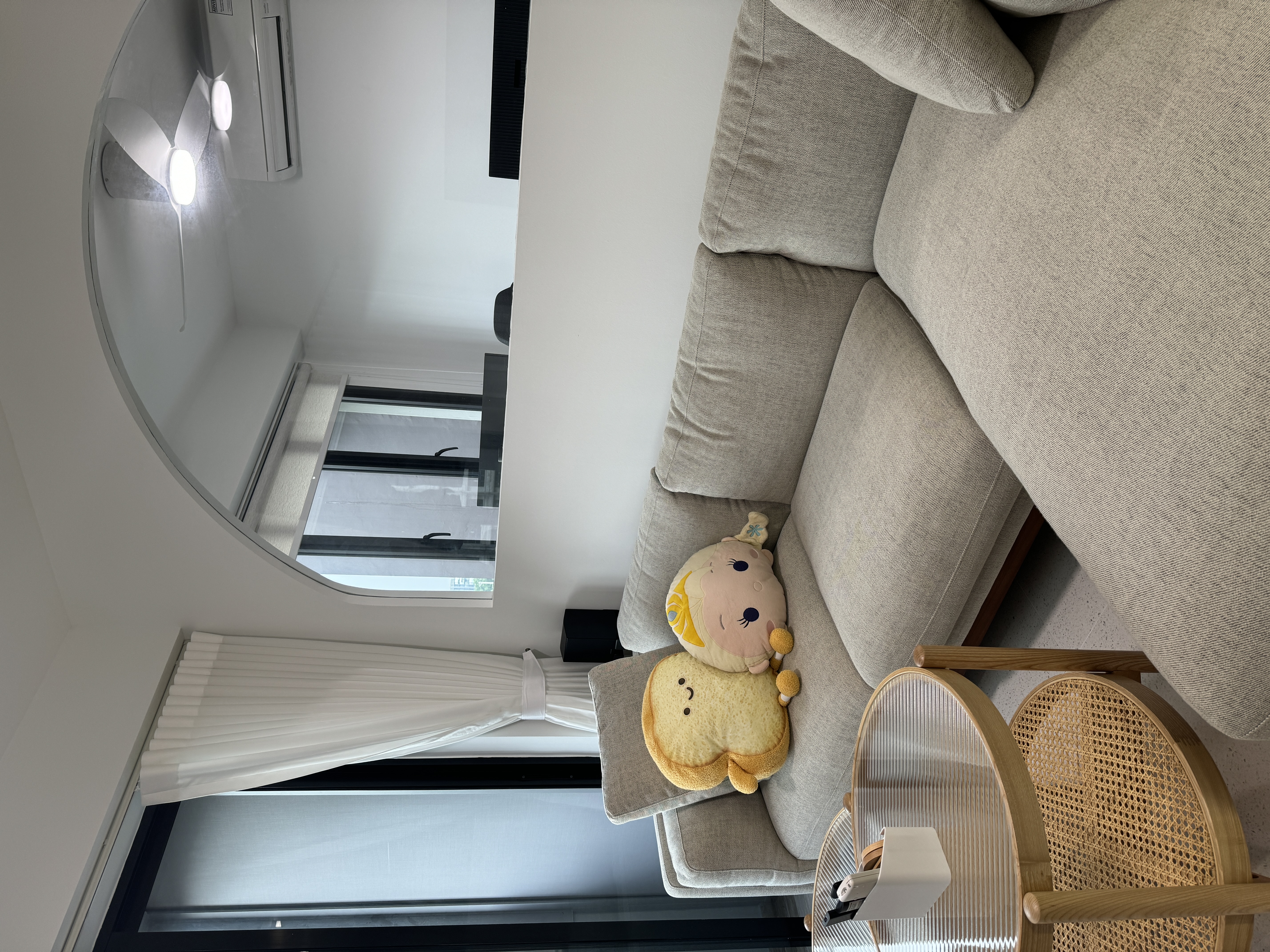 Modern Contemp, Japandi-Inspired, OurWeiHome in Bidadari - Modern minimalist living room, cozy sofa, plush cushions, soft