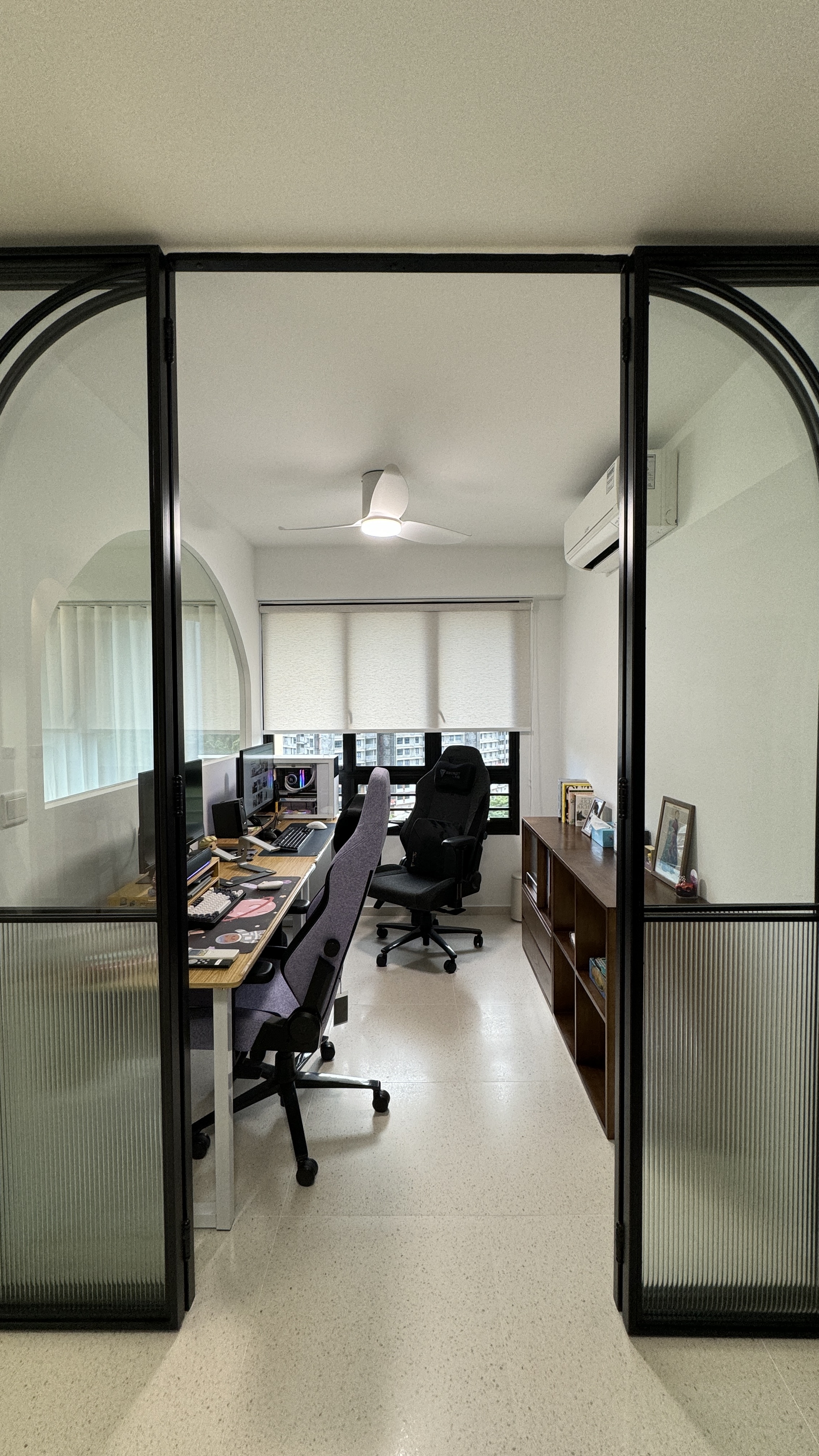 Modern Contemp, Japandi-Inspired, OurWeiHome in Bidadari - Office space with ergonomic chairs, computer setup, and ample