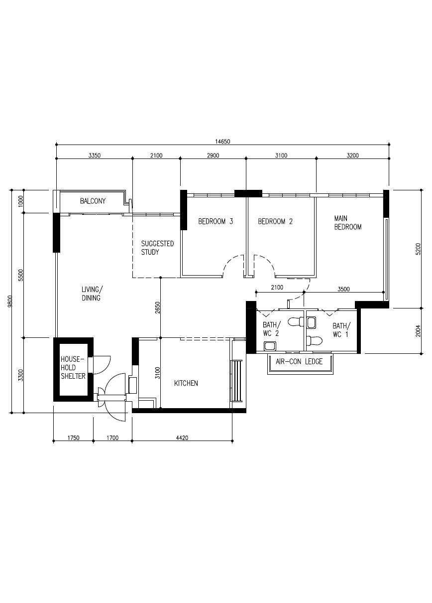 Modern Contemp, Japandi-Inspired, OurWeiHome in Bidadari - Balcony, living/dining, house hold shelter, kitchen, main bedroom