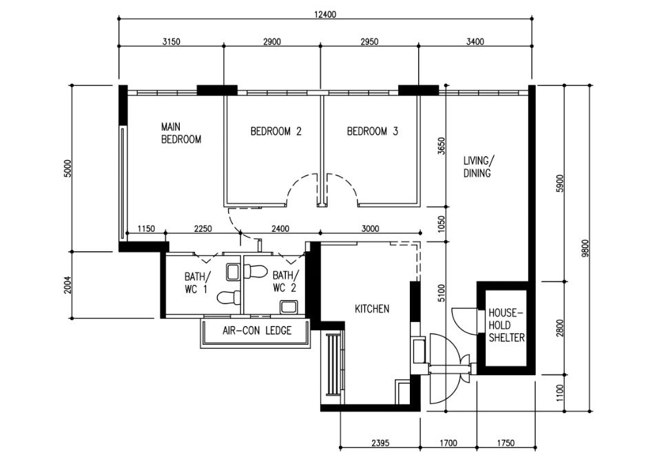 Japandi and Wabi-sabi inspired home of jco - Multi-functional living space with three bedrooms and a kitchen, Air-con labeled