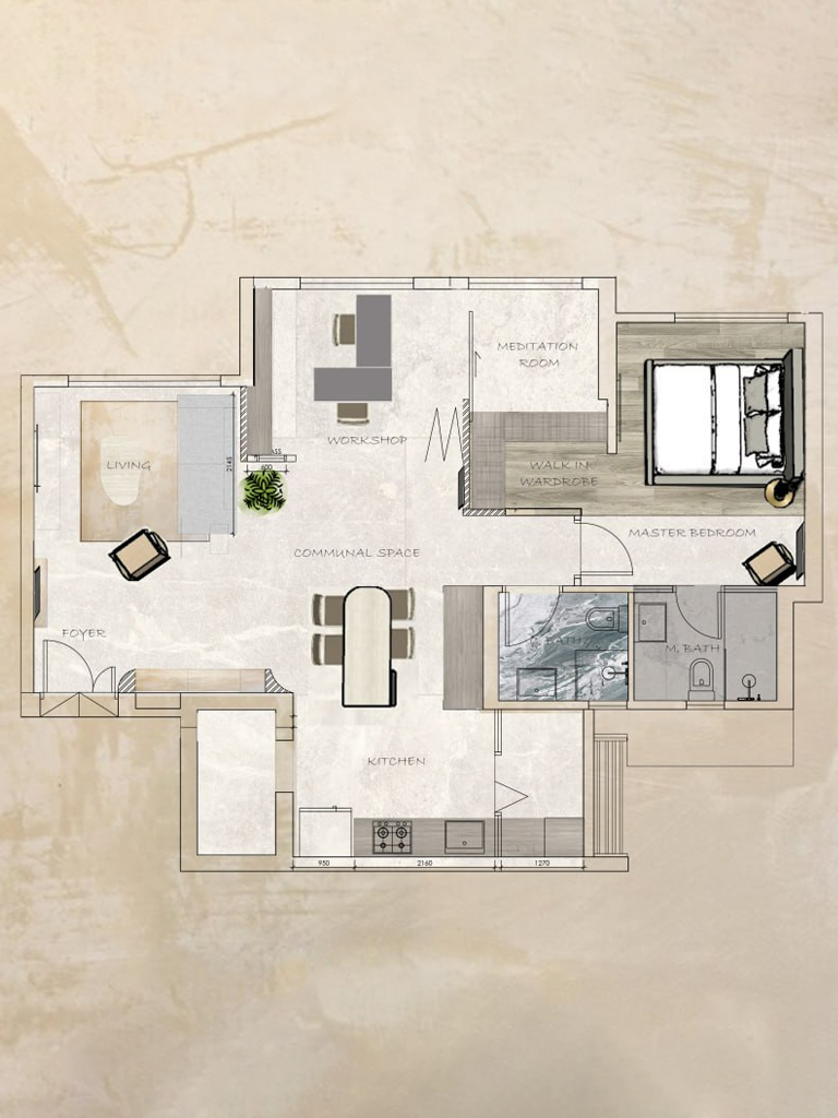 Cosy Apartment turns into Adaptable Spaces for Hosting - Living area, master bedroom, master bathroom, meditation room