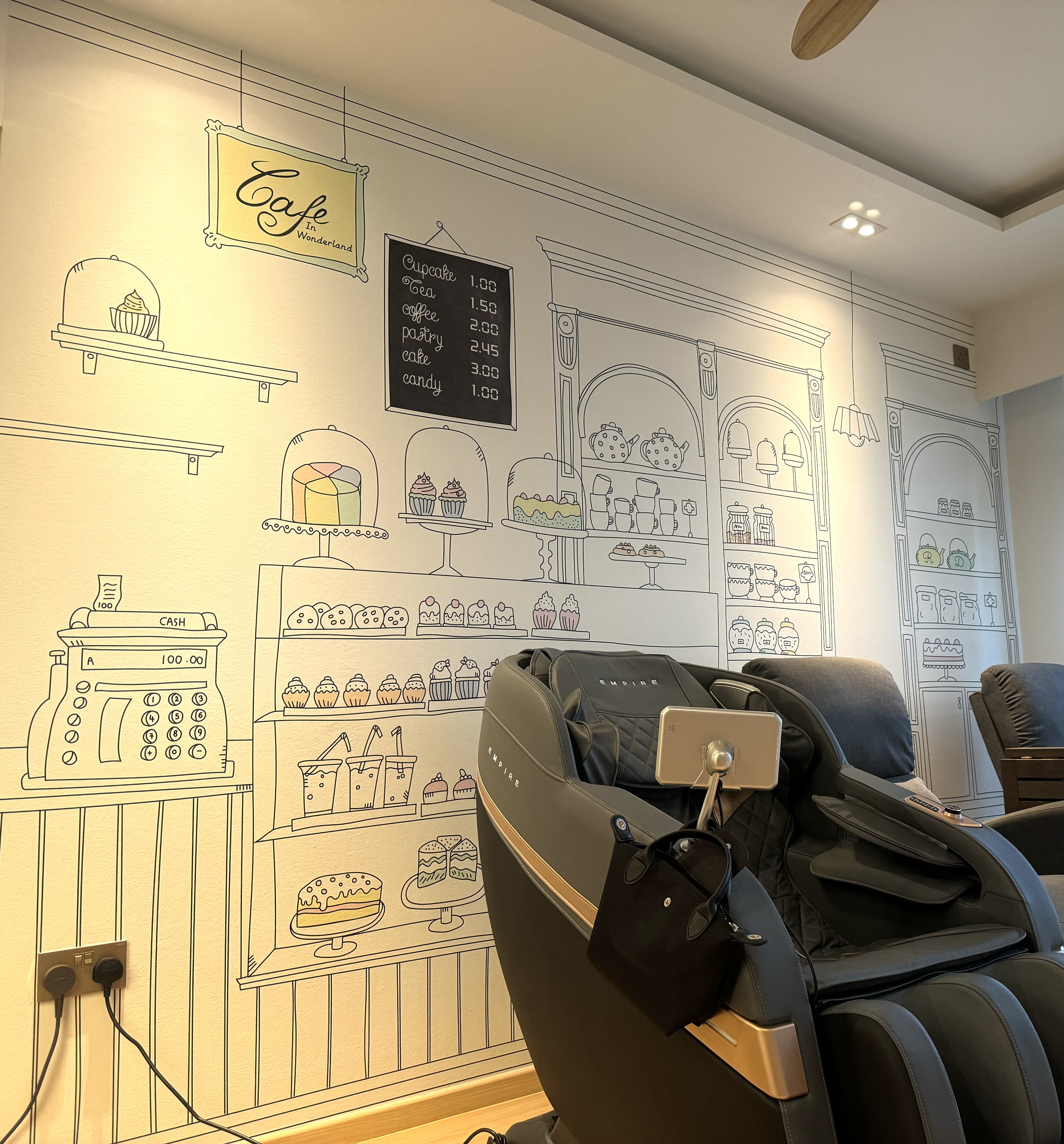 A Cafe Concept BTO in Tampines Greenverge - Café in Wonderland, Elegant interior, Line art design, Cupcake display, Teapot
