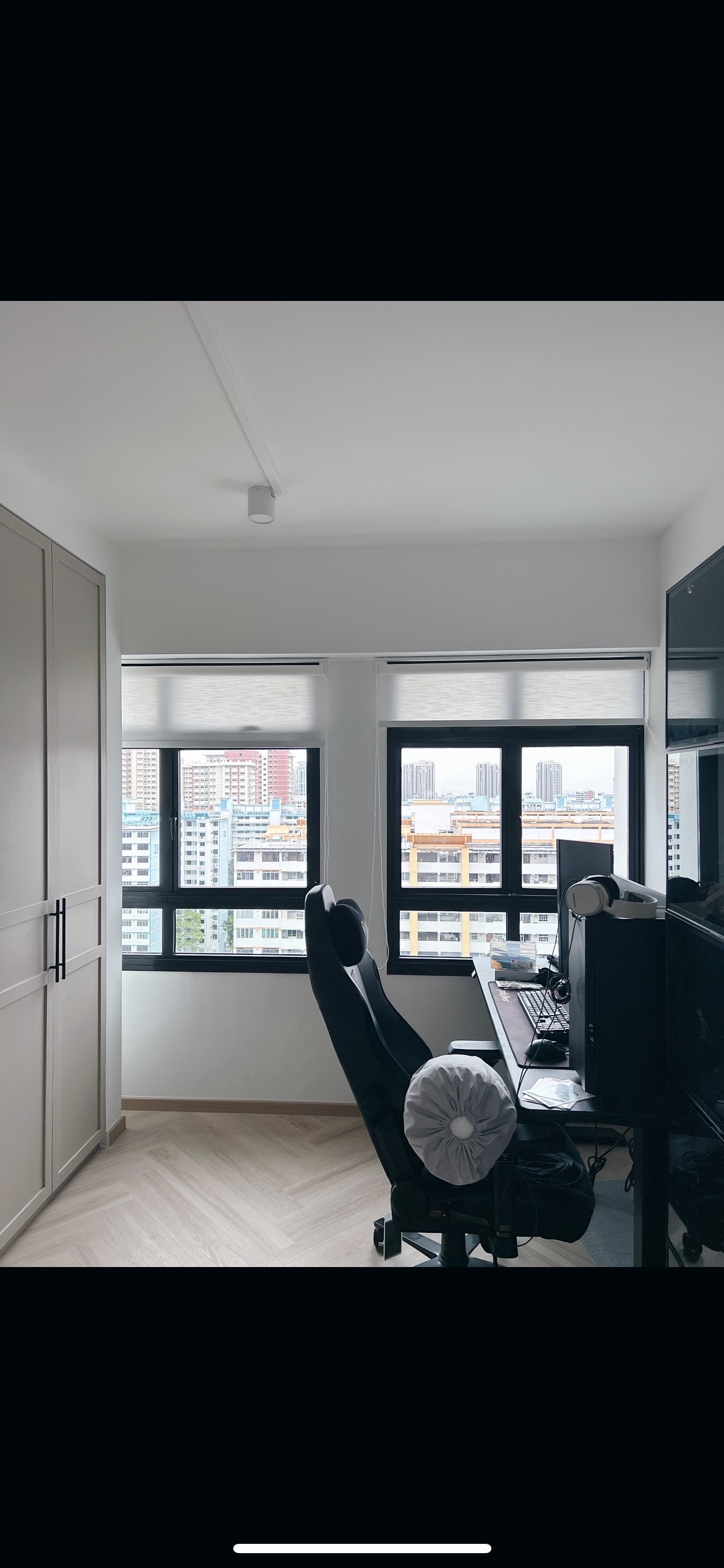 Walk about our first #nonego furnitures! - Modern minimalist home office, spacious room with large windows, black office