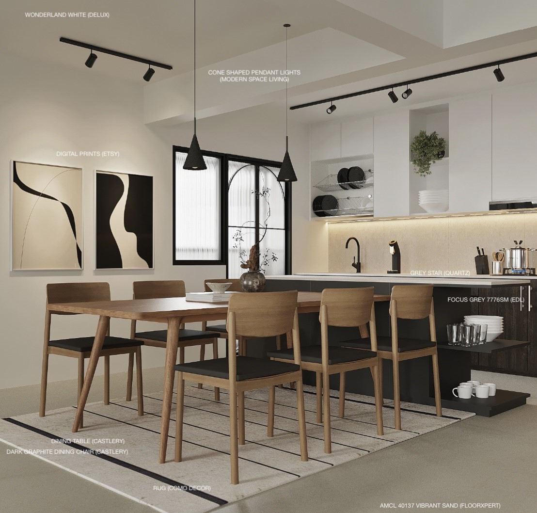 Our Dining Space: Open and Spacious yet Cosy - Modern dining room, minimalist kitchen, contemporary design, sleek furniture