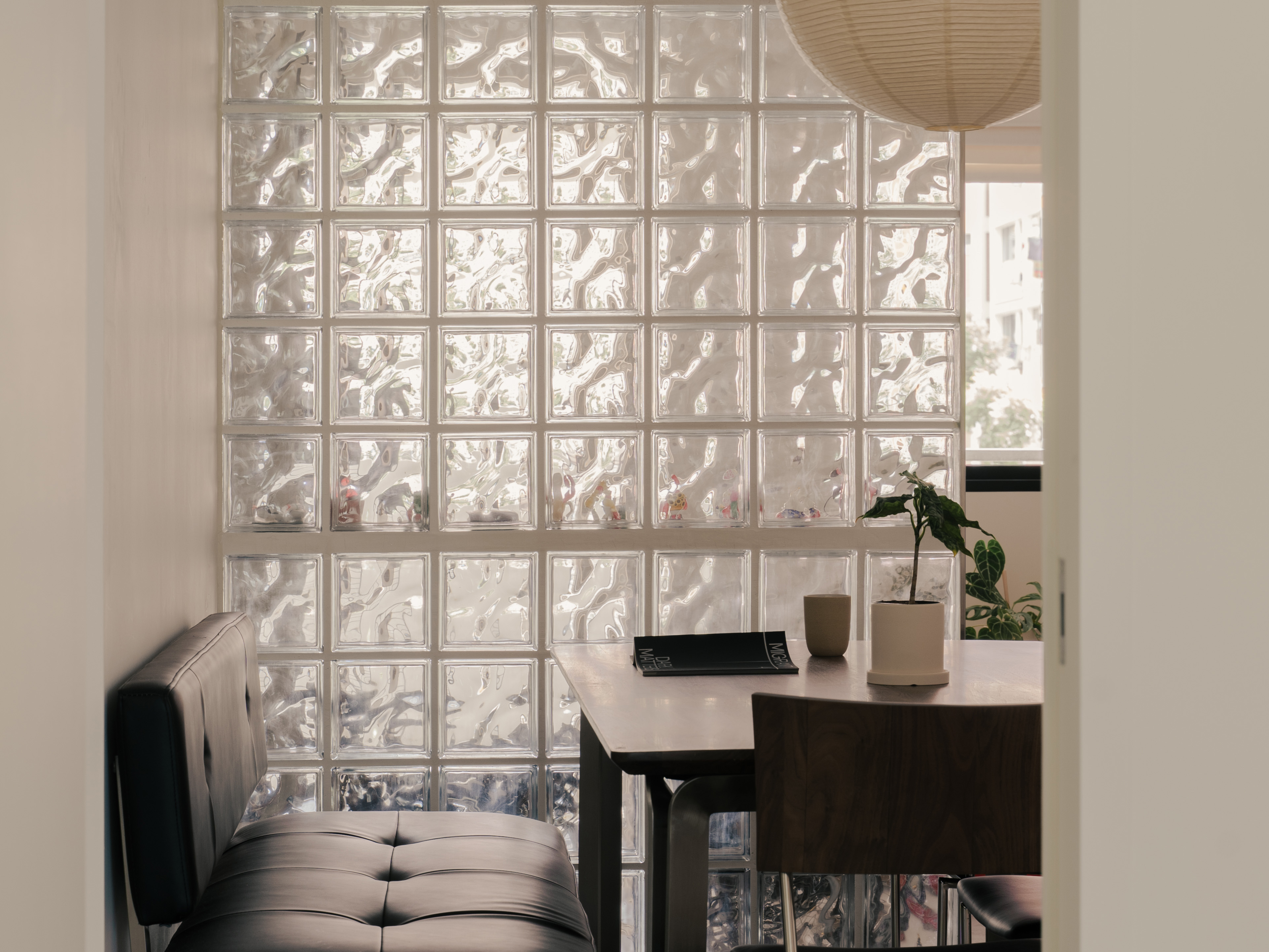 Our Dining Area: A quiet private space where we work, dine and chill - Modern minimalist interior, large glass window