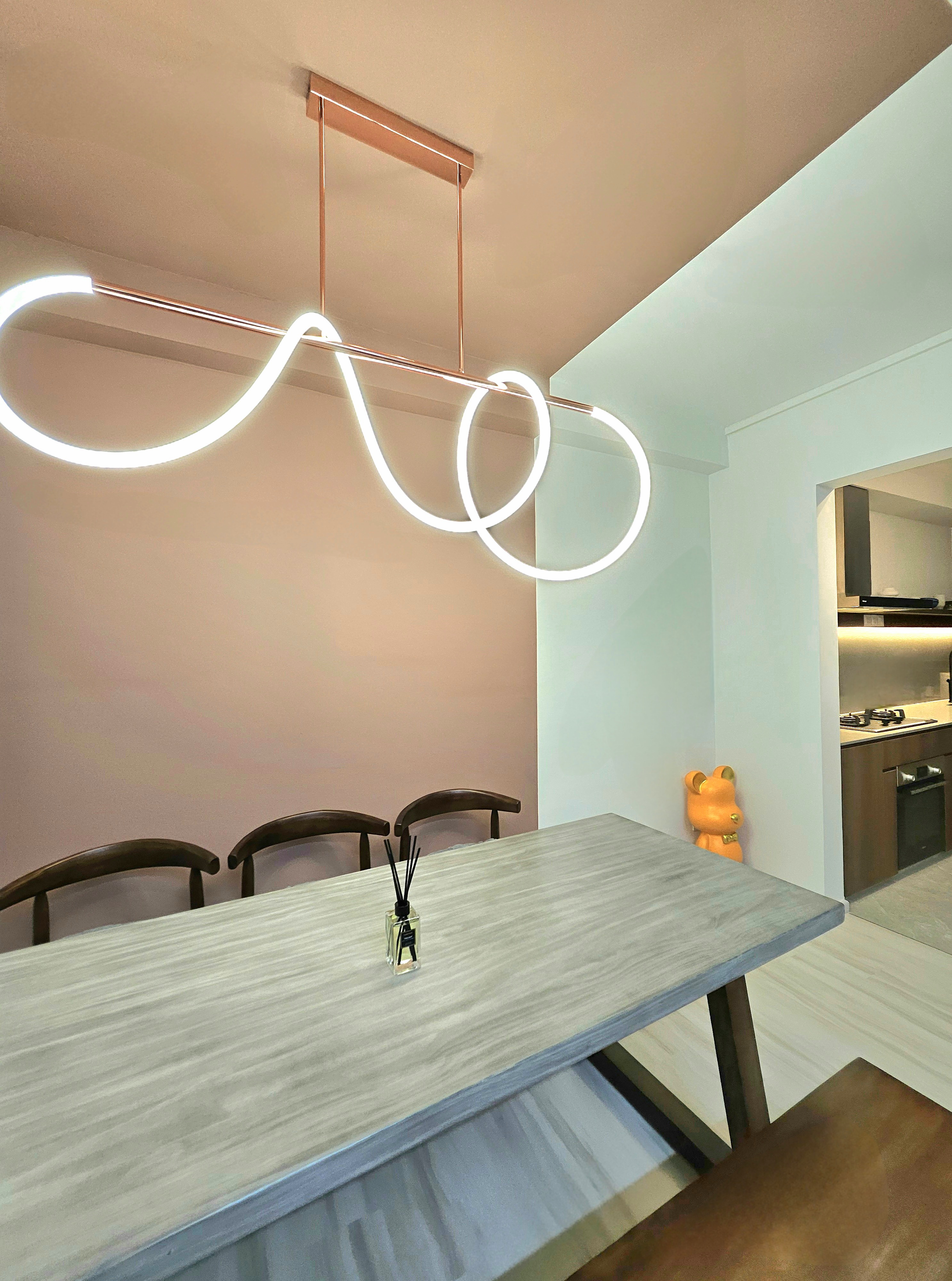 Our dining space: For Intimate Gatherings & Cherished Moments - Modern dining room with sleek design, minimalist decor