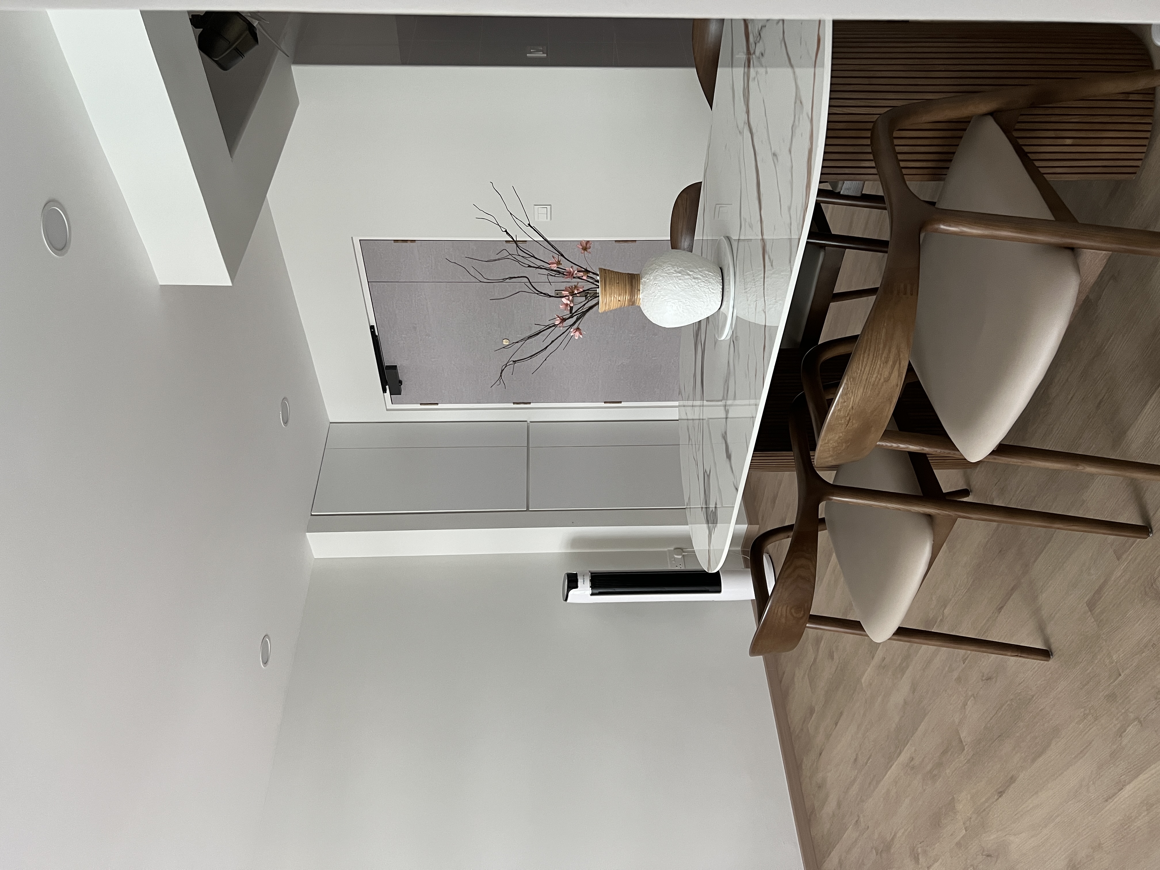 A minimalist/lux multi-functional dining space! - Minimalist dining room, modern furniture, sleek design, contemporary decor