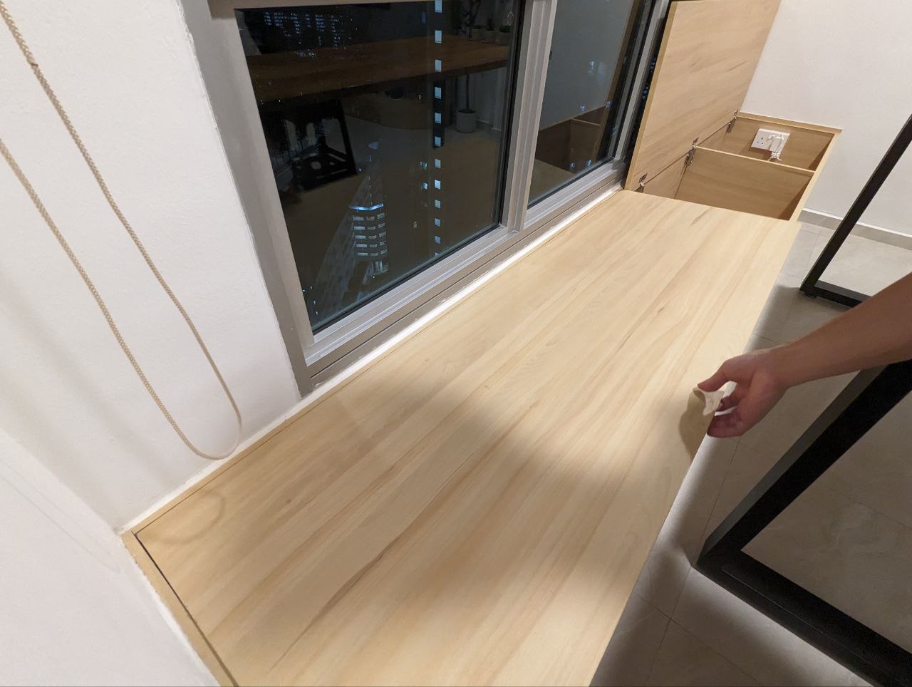 Our Dining Space: Cozy vibes, embraced by inviting wooden textures - Wooden window sill, modern interior, wooden flooring