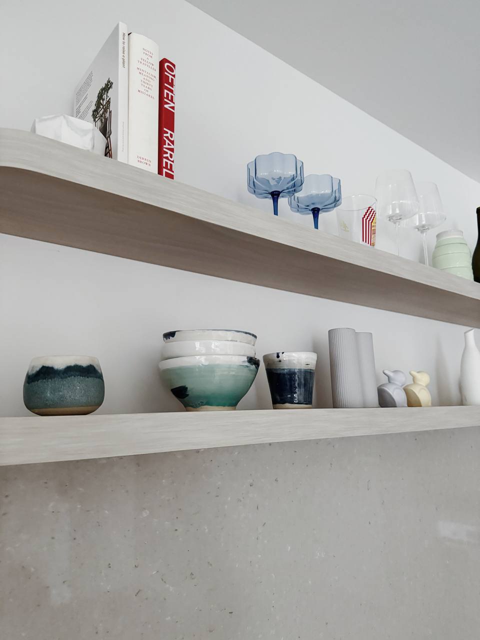 Dining Space: Making every Meal a Communal Experience - Modern minimalist shelves, abstract pottery, geometric shapes