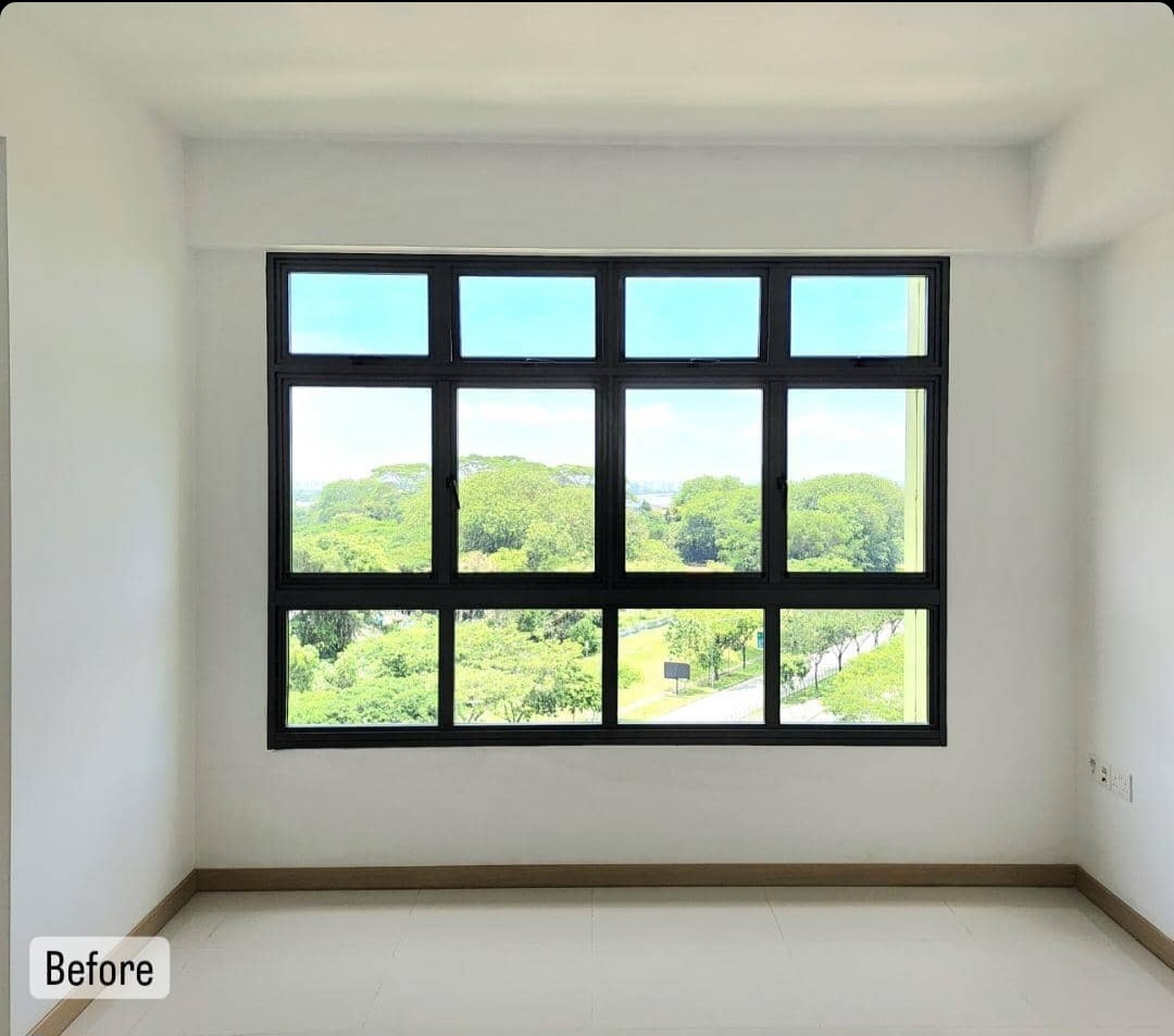 Dining Space - Embracing The Curves  - Large window, white walls, bright interior, natural light, outdoor view, green trees