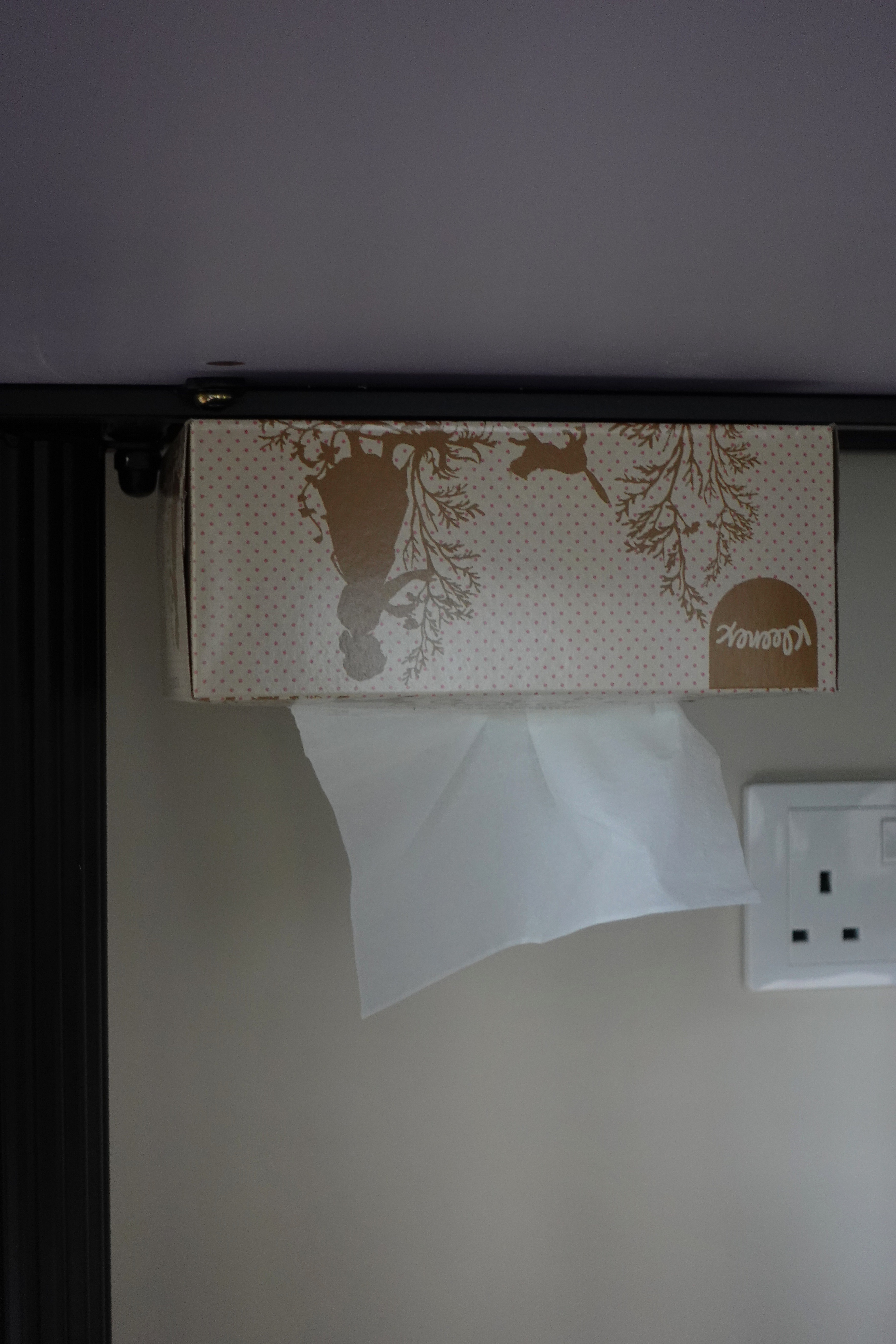 How we kept our dining room visually clutter-free - wall-mounted box, tissue box, decorative box, brown design, playful