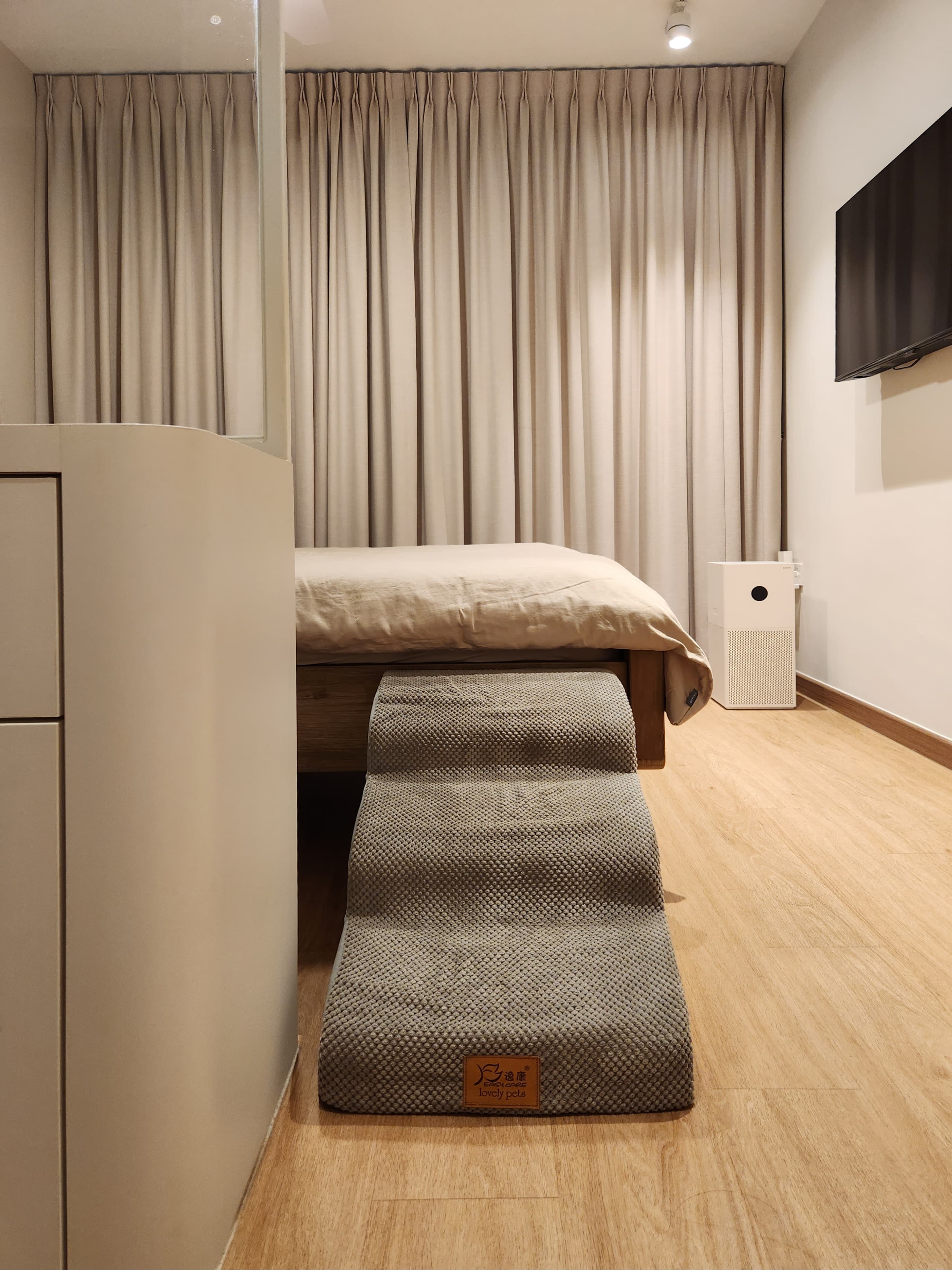 Restful Retreat in Our Neutral-Toned Master Bedroom - Cream-colored curtains, minimalist room design, modern decor, cozy bed
