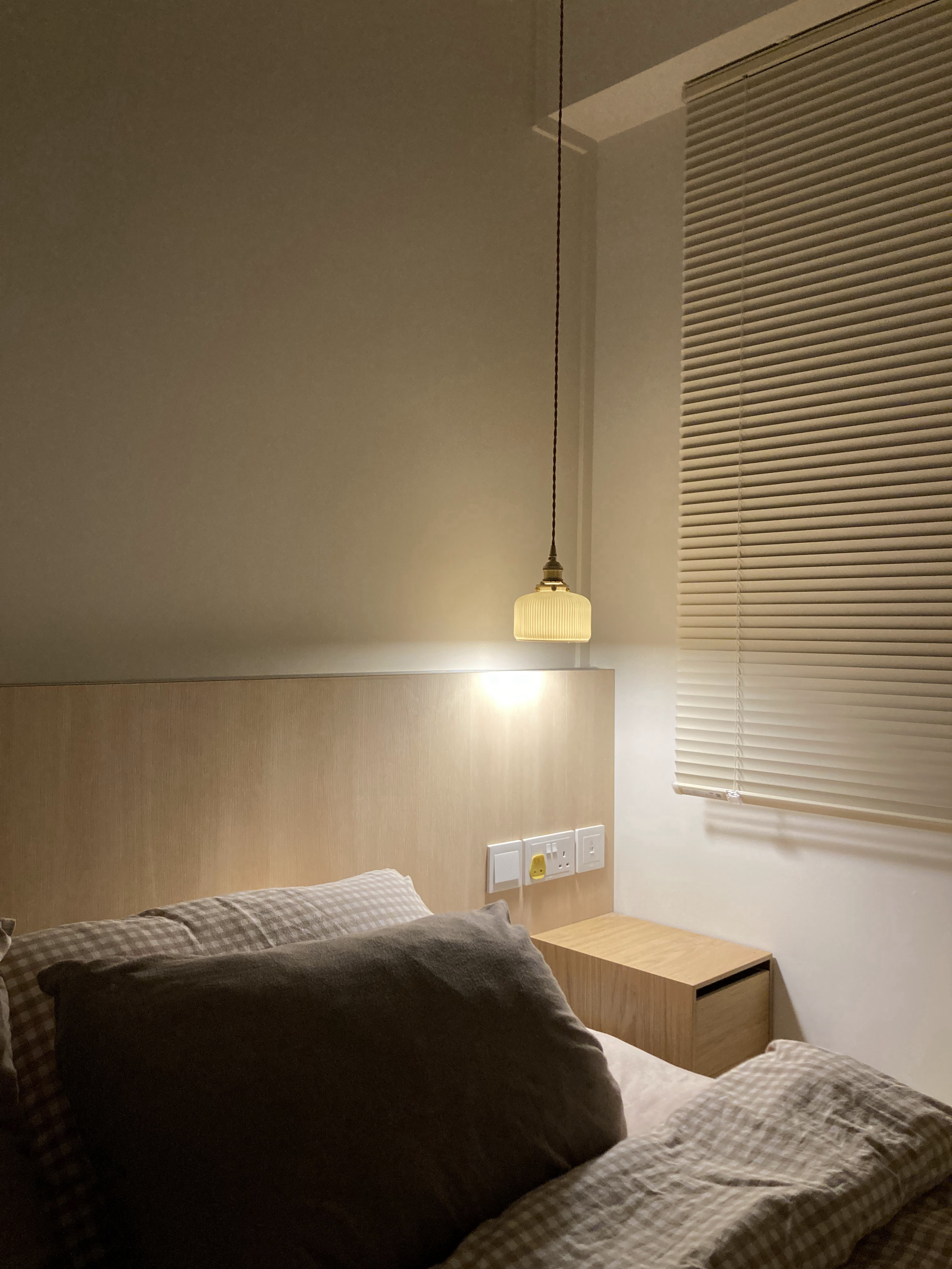 Bright Airy Days, Warm Cosy Nights in a Spacious Bedroom - Modern minimalist bedroom, cozy bed with checkered bedspread