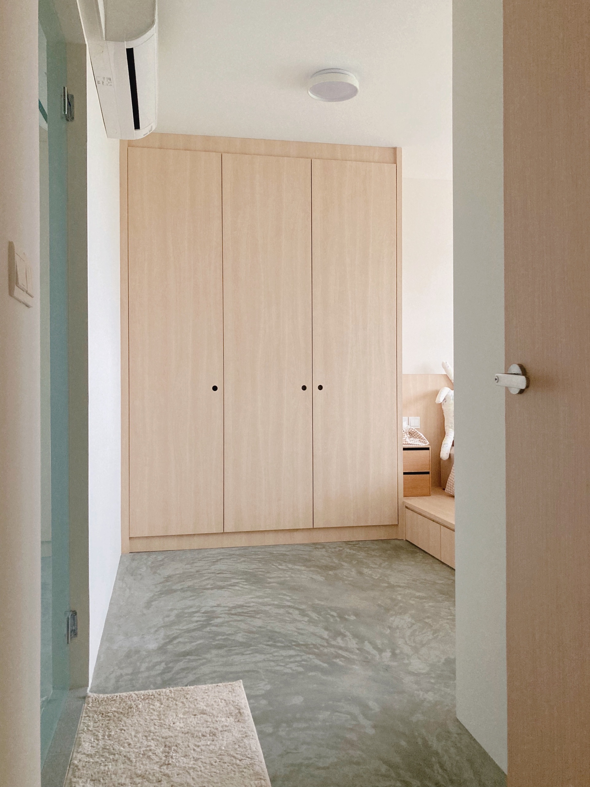 Bright Airy Days, Warm Cosy Nights in a Spacious Bedroom - Wooden wardrobe, minimalist design, light wood finish, built-in