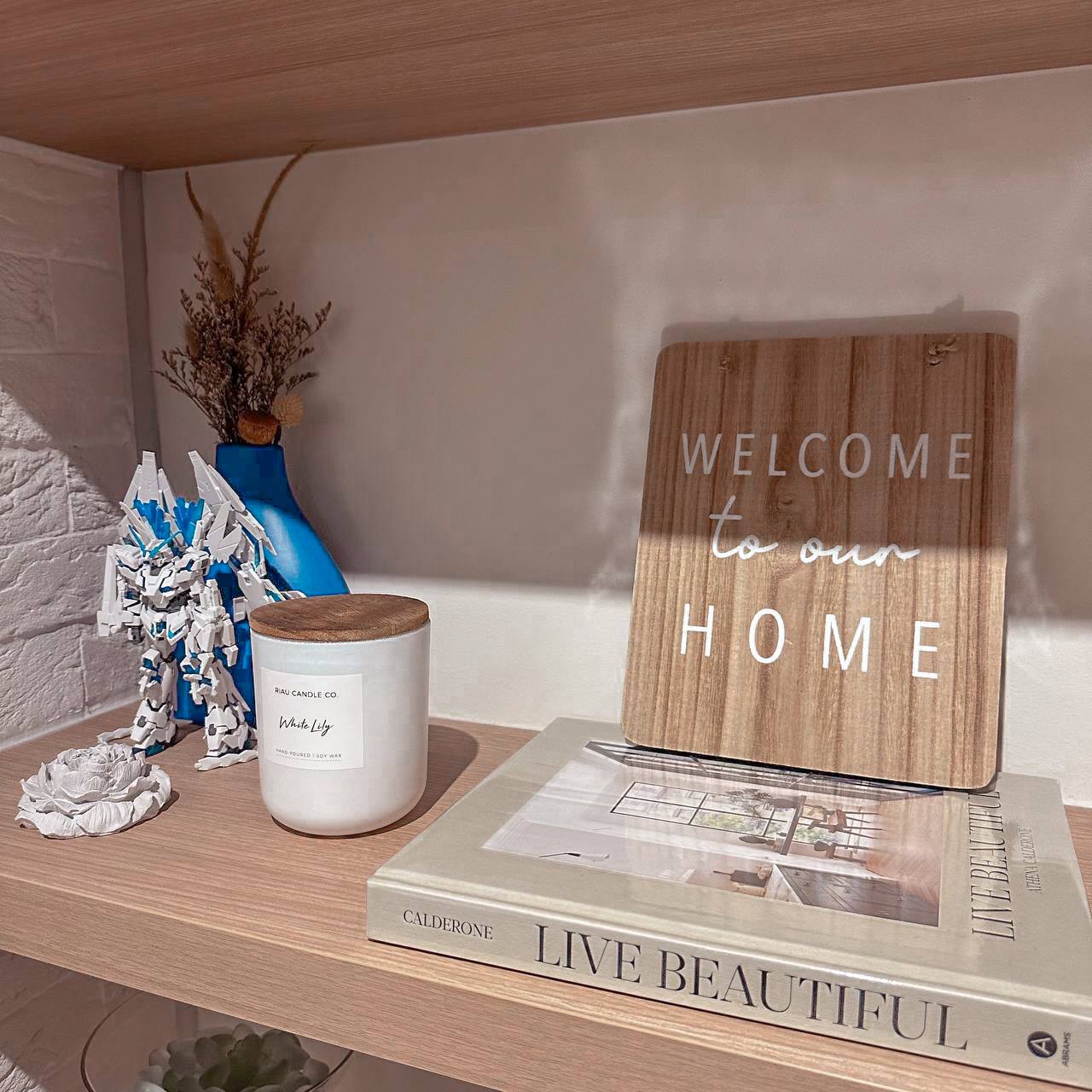 Farmhouse Living Room with Brick Walls! - Candle, home decor, wooden shelf, minimalist design, natural elements, white