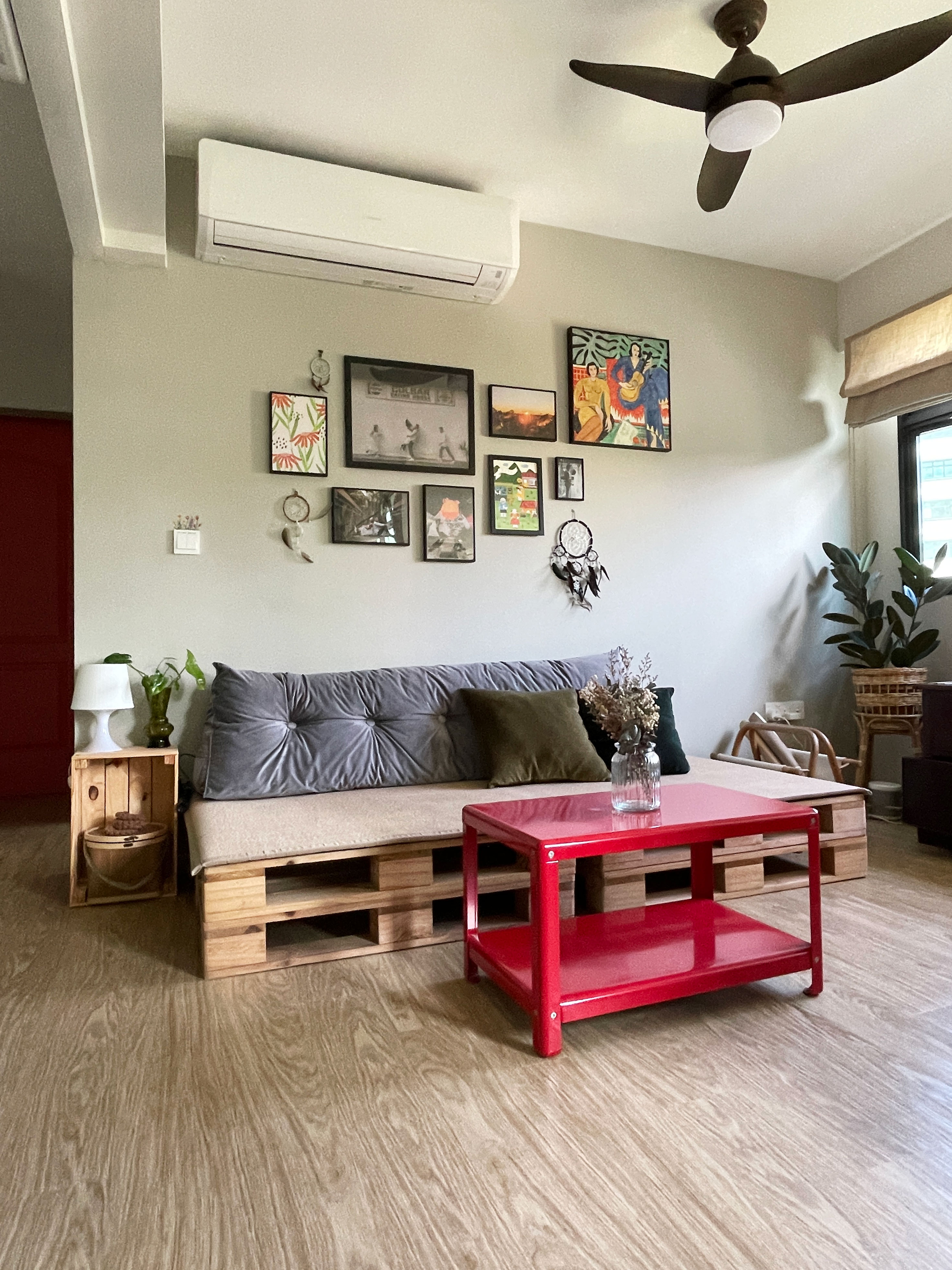 Psst... This is not your Typical Living Room 😳  - Modern living room, cozy seating area, wooden coffee table, red accent