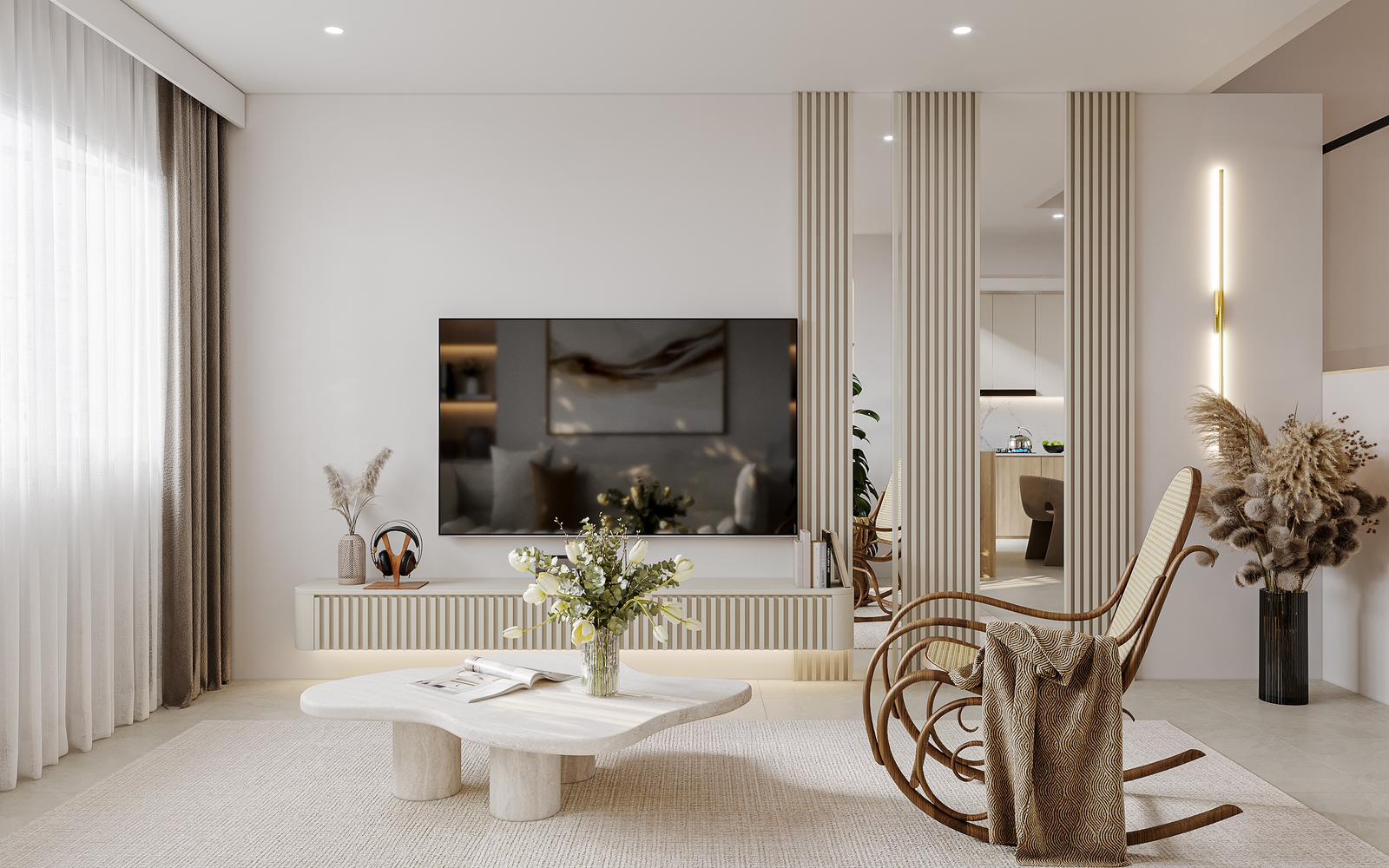 Transforming our resale maisonette to a spacious scandi kohzzyhome - Modern minimalist living room, sleek entertainment