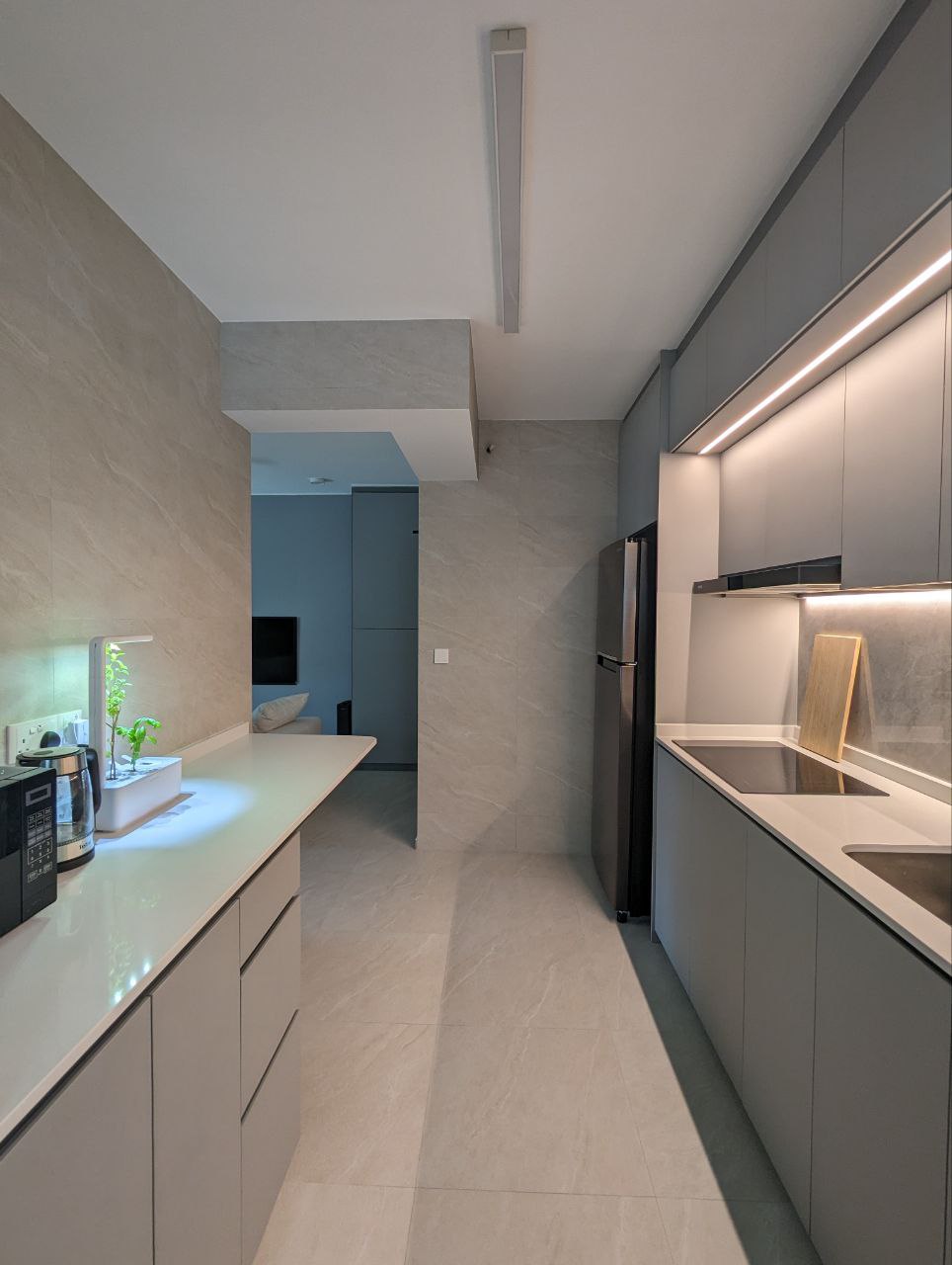 Our minimalistic open concept kitchen! - Modern kitchen with sleek design, minimalist decor, neutral color palette