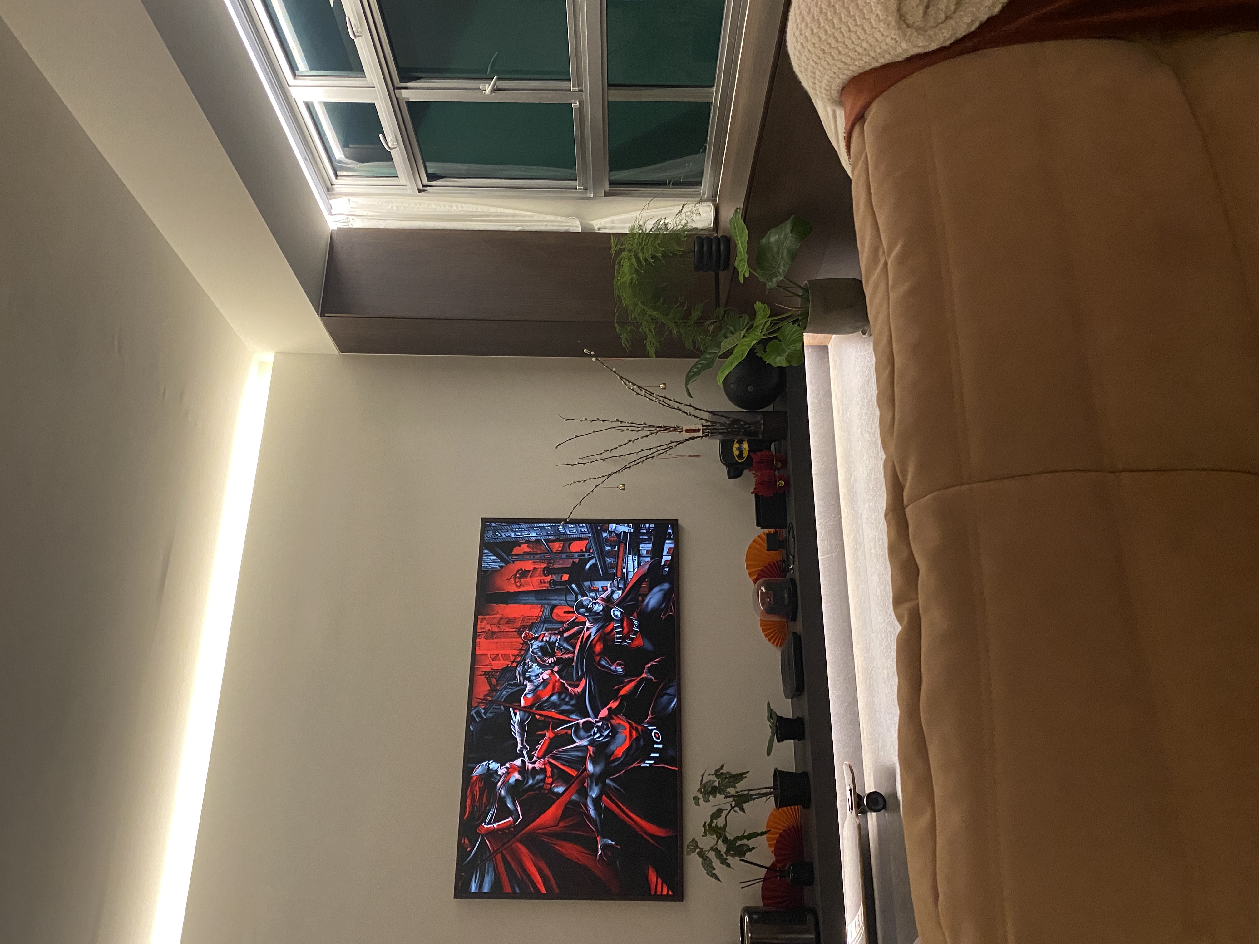 Trying not to lose the CNY essence with our contemporary CNY deco - Modern living room with large window and skylight