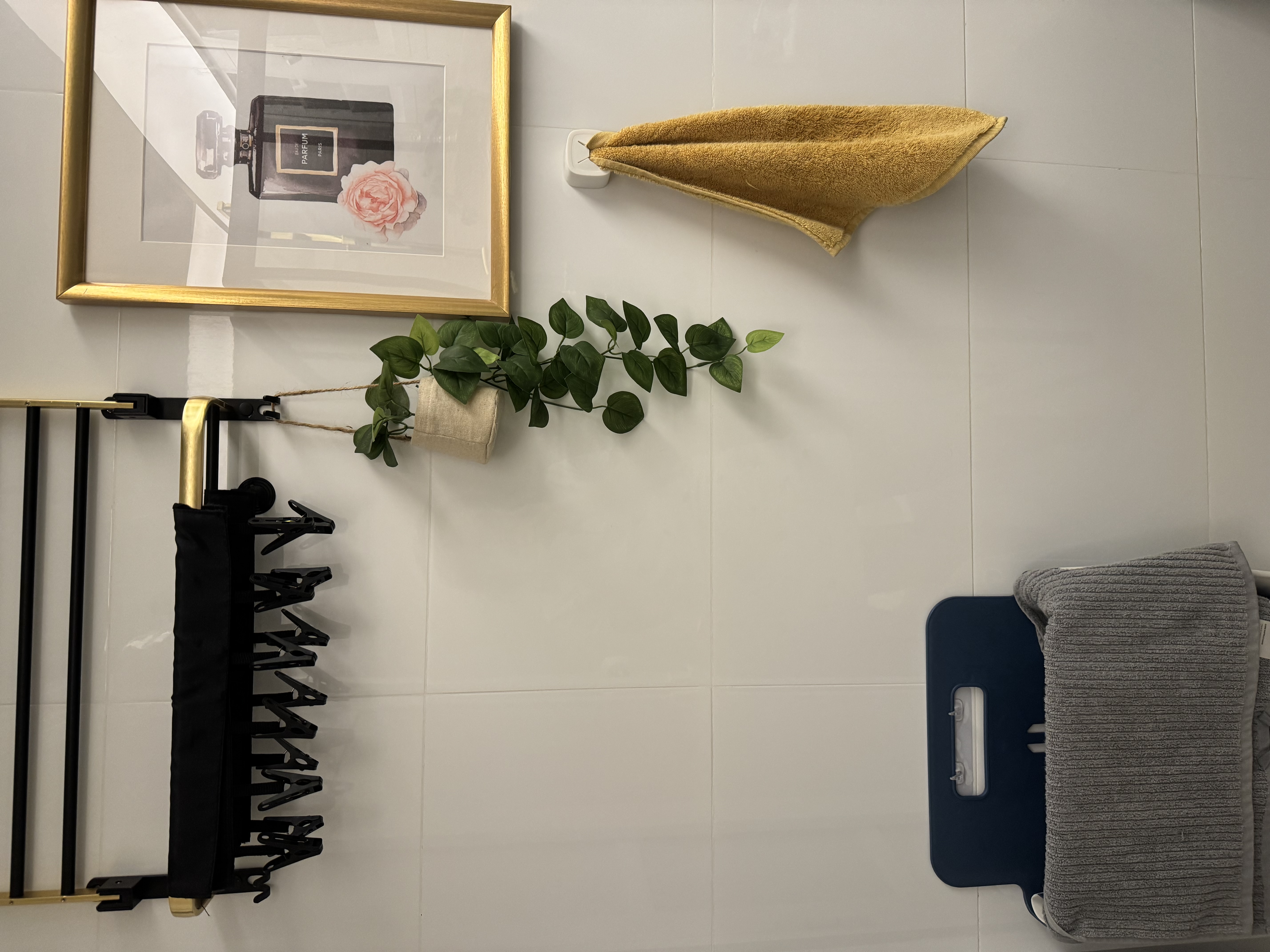 Washroom:-Black-and-gold-theme-with-plants-for-a-relaxing-ambiance-