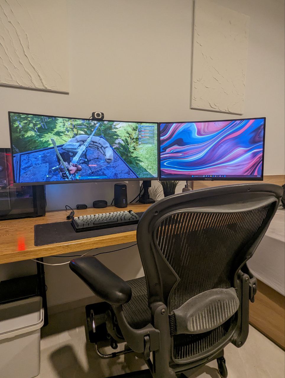 WFH and PFH (play from home) seamlessly - multi-monitor computer setup, dual monitors, gaming setup, dual screens, desktop