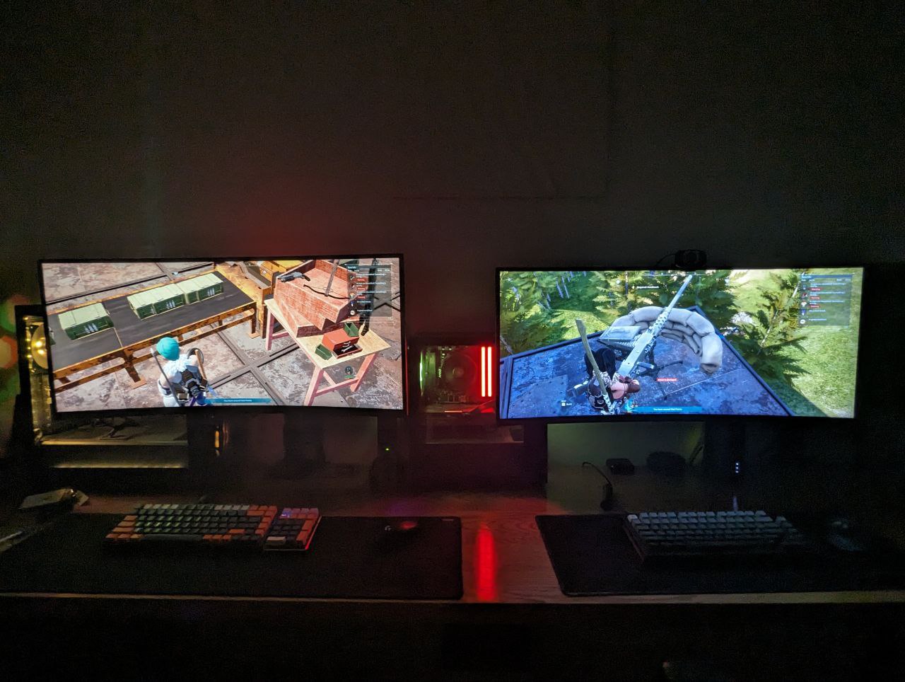 WFH and PFH (play from home) seamlessly - Multi-monitor gaming setup, dual screens, computer workstation, dual monitors