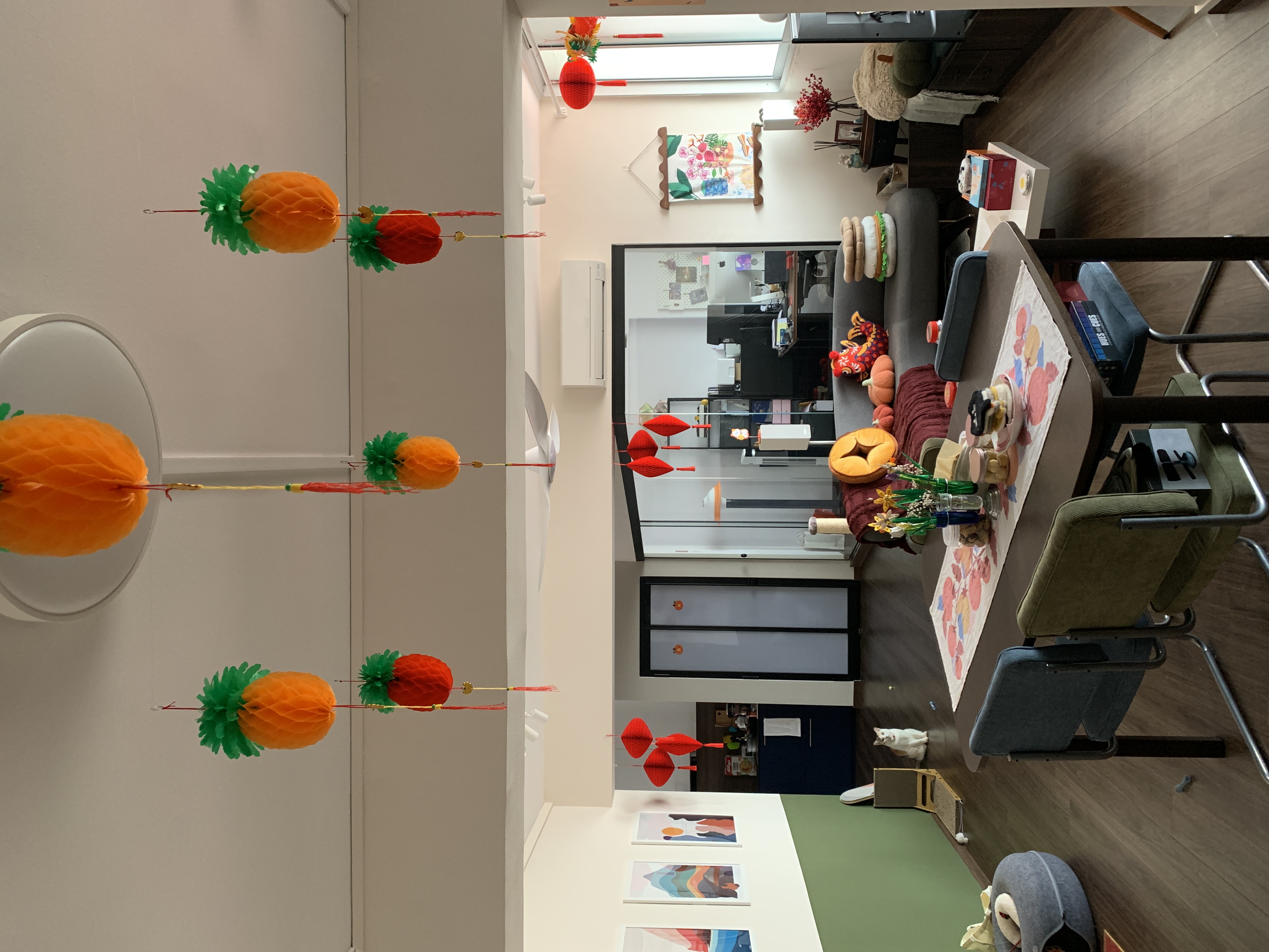 Welcoming the Year of the Dragon - Hanging Lanterns Everywhere - Festive decorations hanging from the ceiling, orange and red