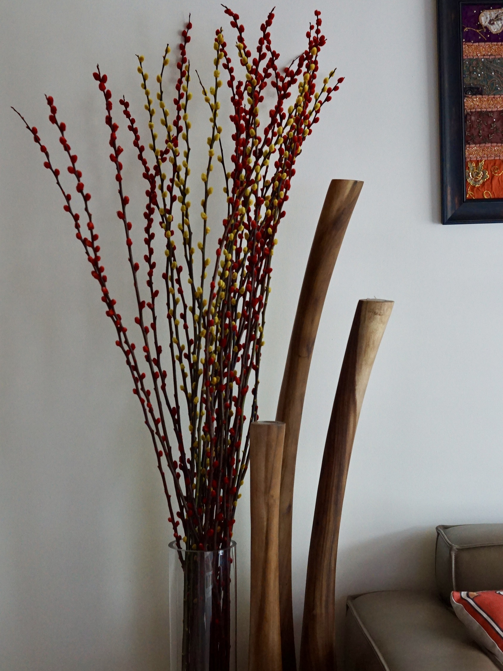 Festive Chinese New Year Vibes at Home - vibrant branches, red and yellow buds, artistic arrangement, modern decor, natural