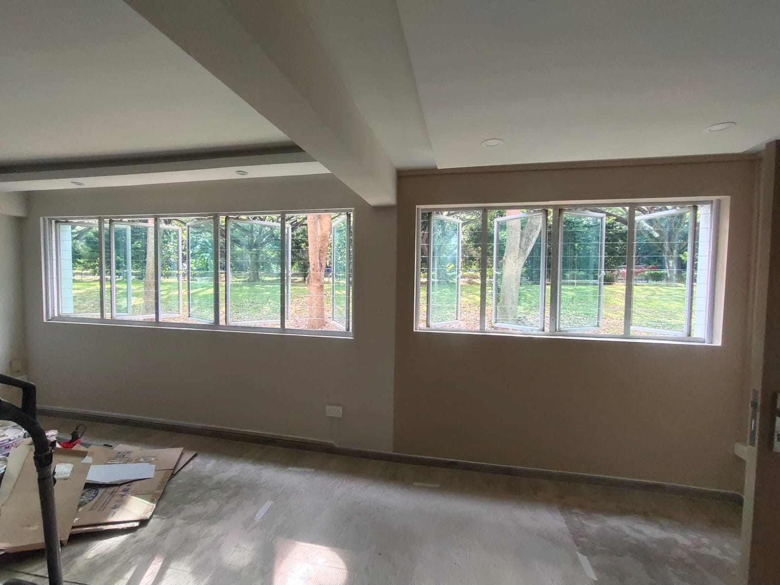 Entryway/ Balcony Transformation! - Large windows, natural light, outdoor view, greenery, trees, patio, backyard, spacious