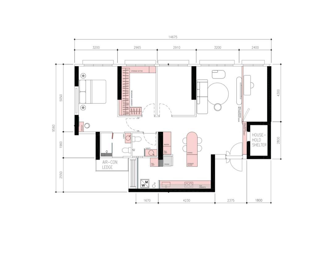 Mid-Century Modern Home #Laifewithsy_ - Multi-functional living space with integrated storage, Compact design with ample room