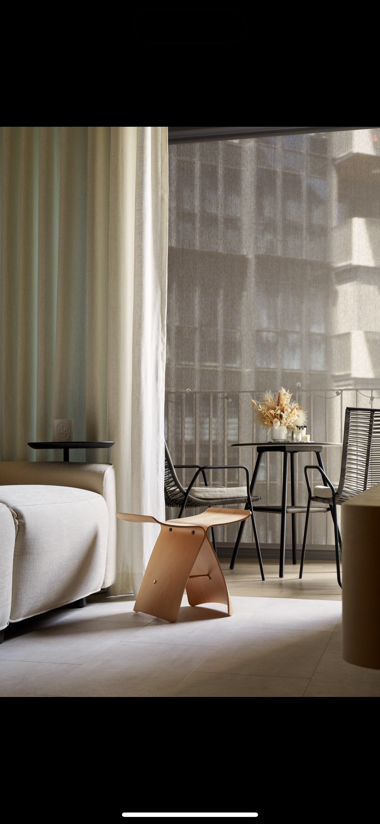 A 689sqft 2-Bedder Japandi Resale in North-east - Modern minimalist living room, neutral color palette, large window, sheer