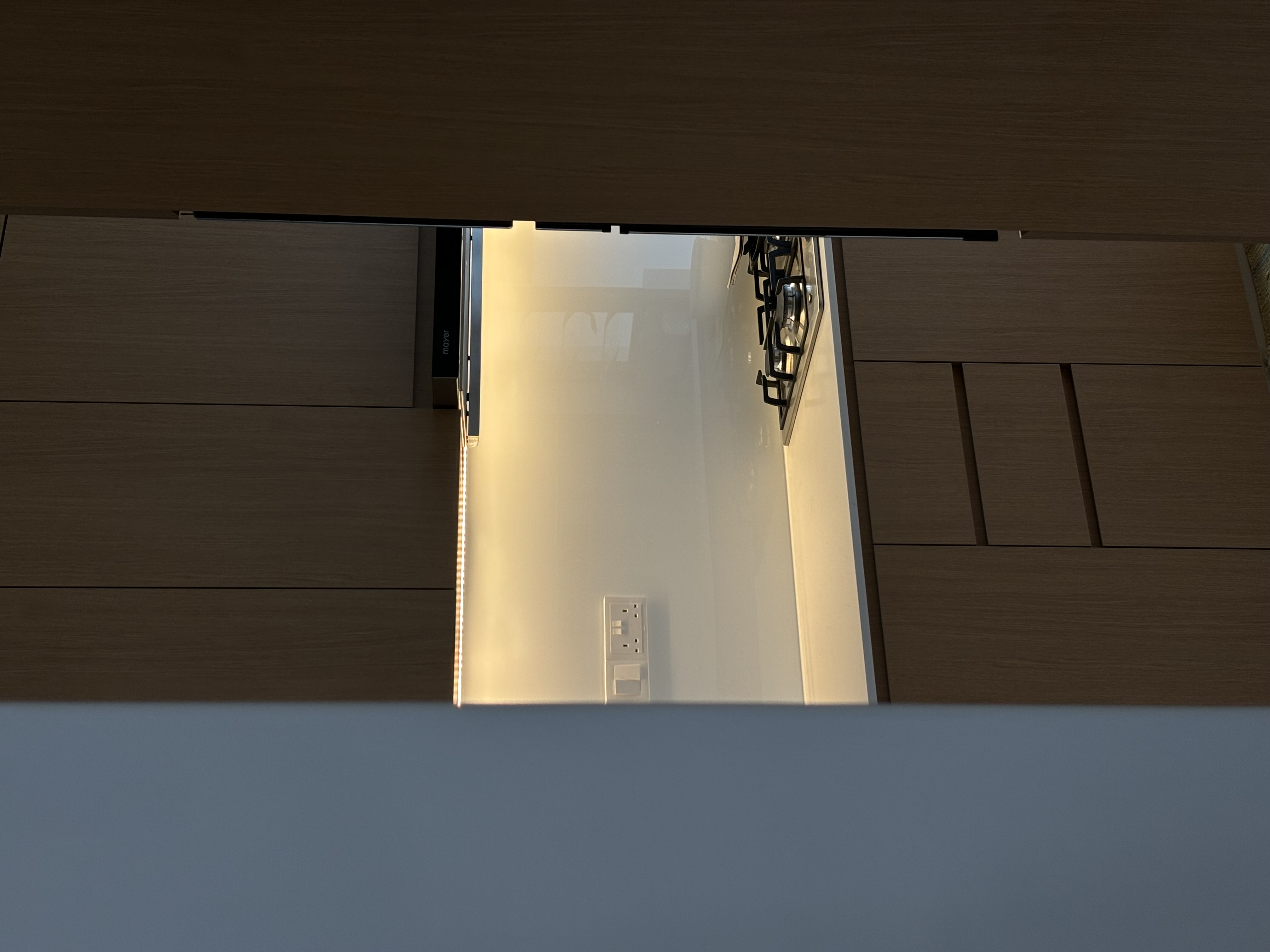 4-room Scandi Minimalist under 37k - Wooden cabinets, modern design, sleek lines, minimalist aesthetic, illuminated interior