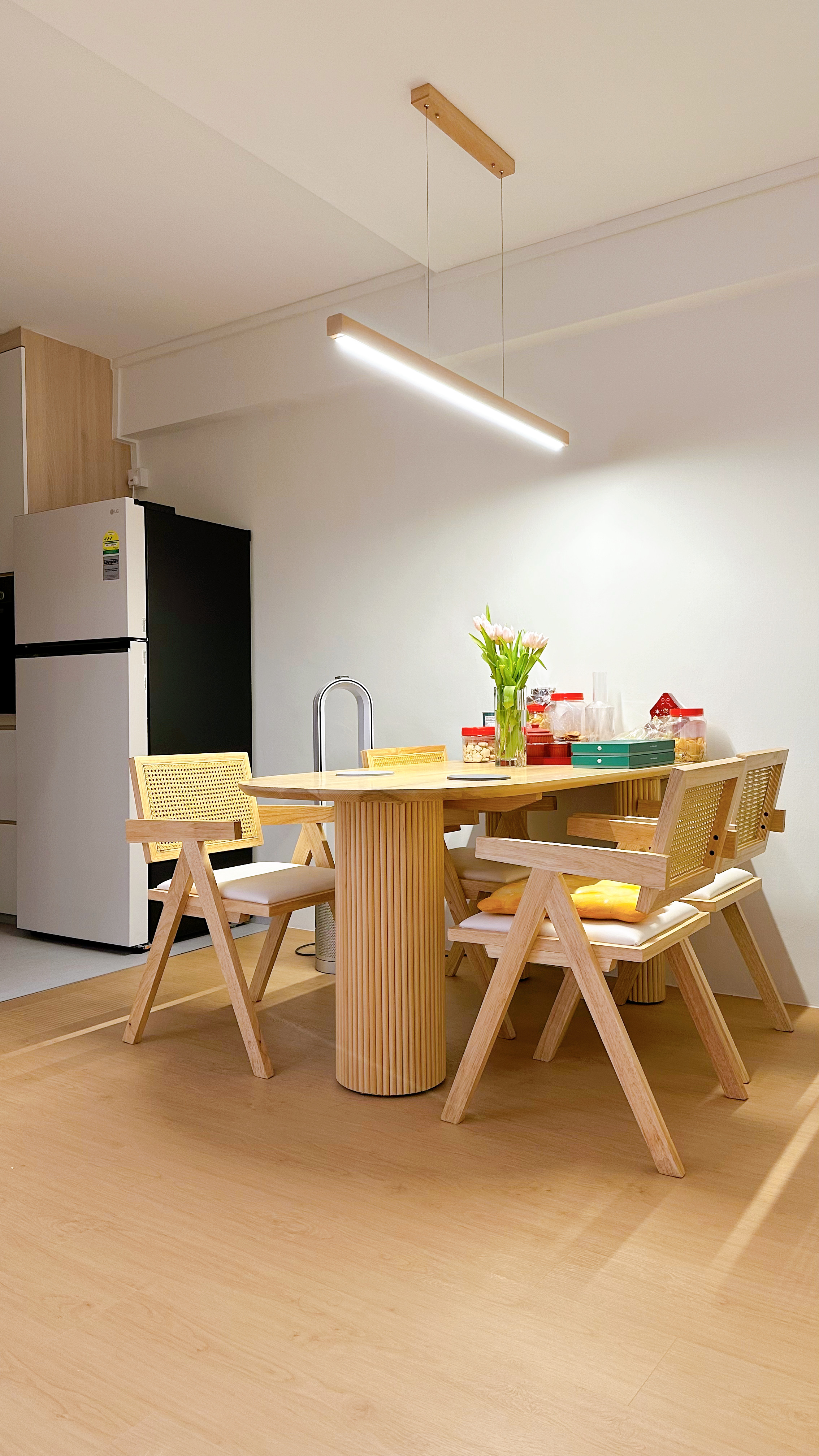 Welcome to The Tofu House! - Wooden dining table, modern kitchen, minimalist design, light wooden floor, contemporary