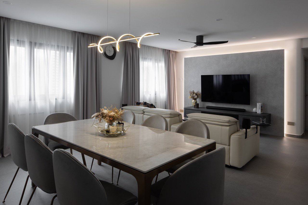 Modern x Contemporary Open-Concept Home Unveiled! - Modern living room with sleek design, contemporary furniture, large