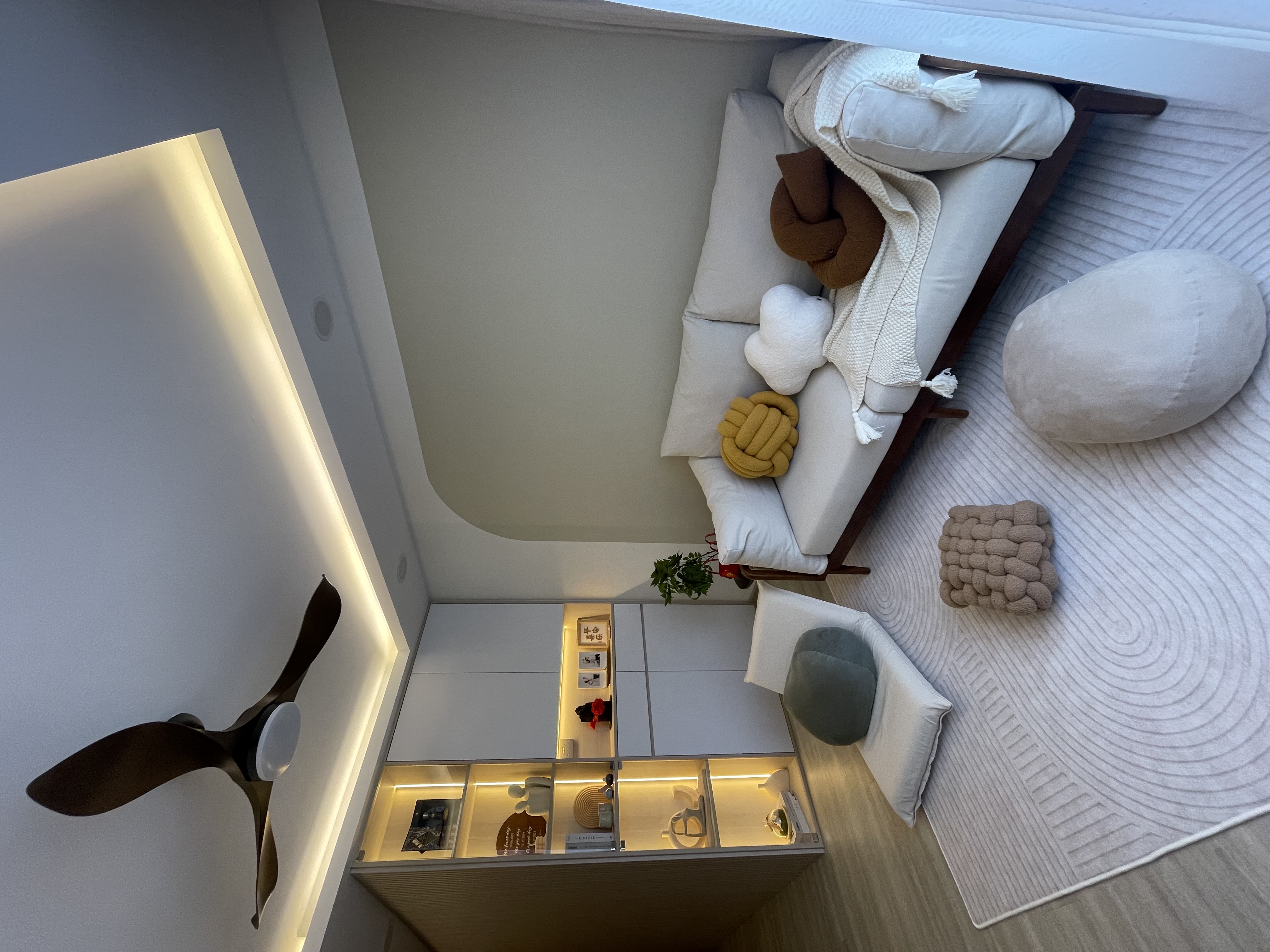 Our cosy crib filled with rattan-wooden accent pieces  - modern bedroom, cozy corner, minimalist design, floating shelf