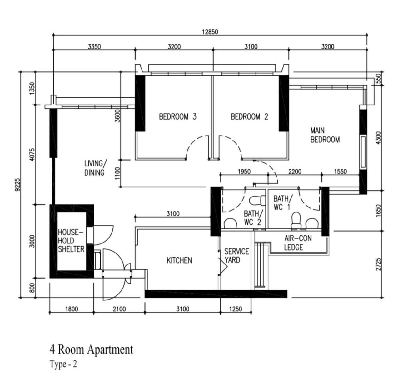 Unveiling The Littlestarry Loft - 4 Room Apartment, Type - 2, Living/Dining, House Hold Shelter, Kitchen, Bath WC 2, Service