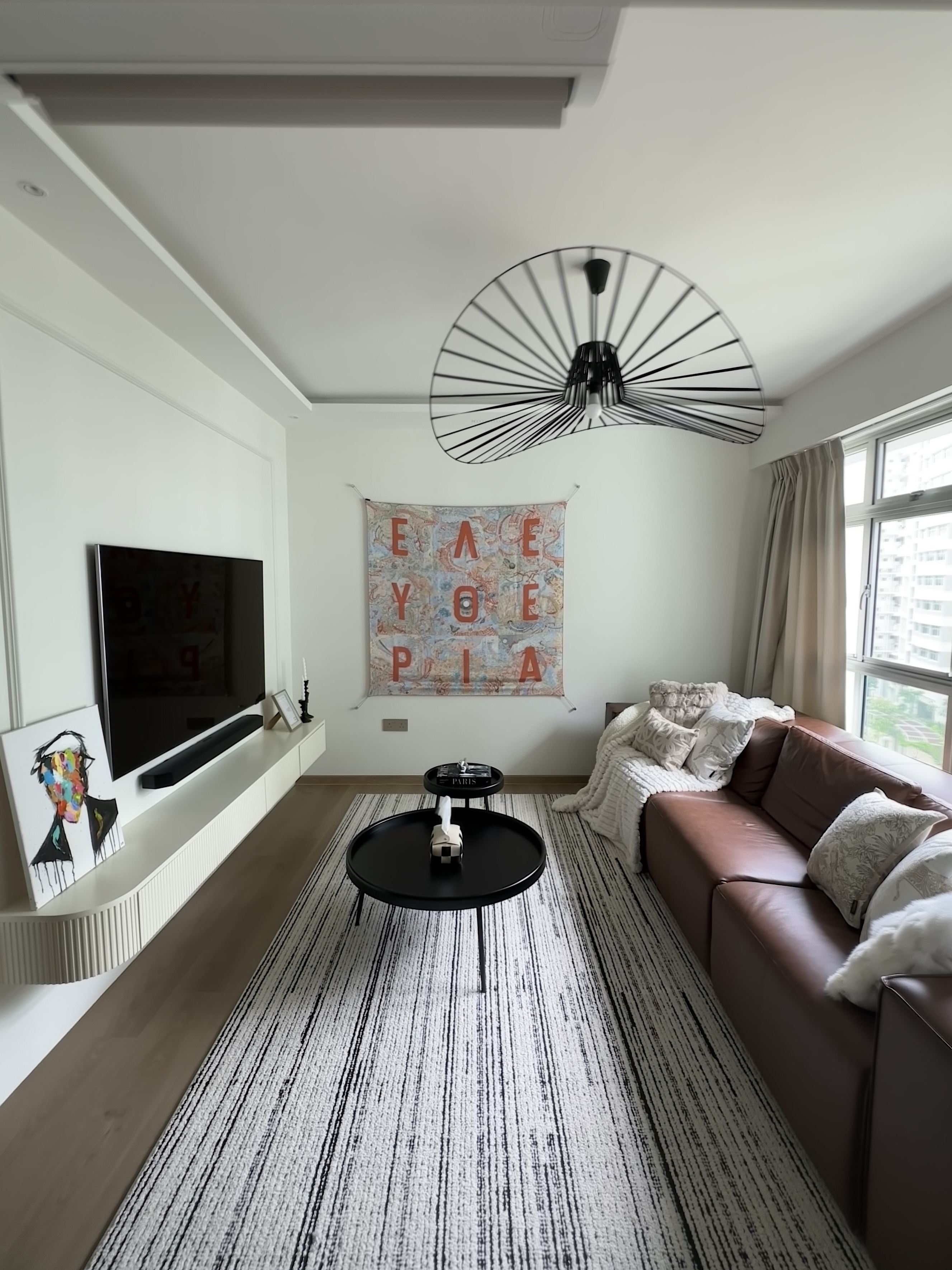 Our own unique blend of Parisian Chic & Urban NYC - Modern living room, contemporary design, minimalist decor, large window