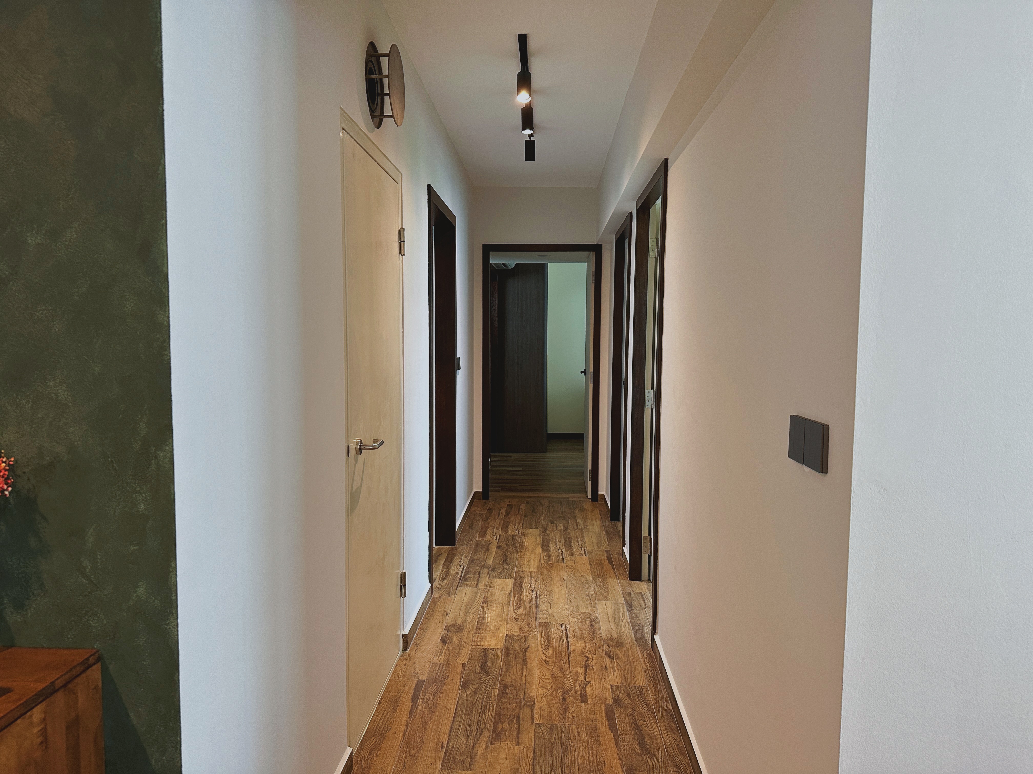 Mid-Century Modern Zakka 5-Room Home under 43k - Wooden hallway, modern design, light-colored walls, wooden flooring