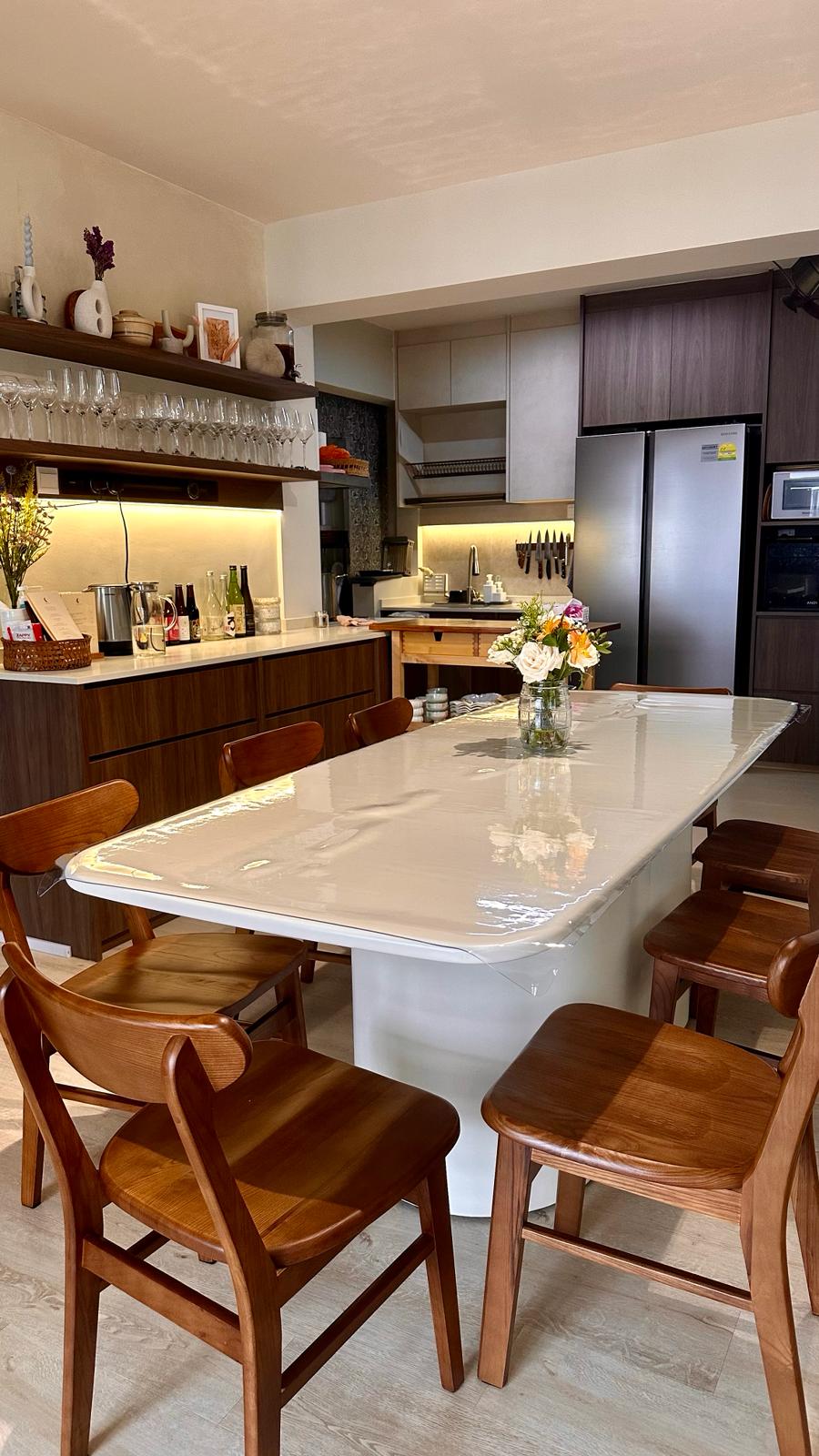 Wabi-Sabi home designed by Chefs to host Private Dinners - modern kitchen, contemporary dining room, open-concept kitchen