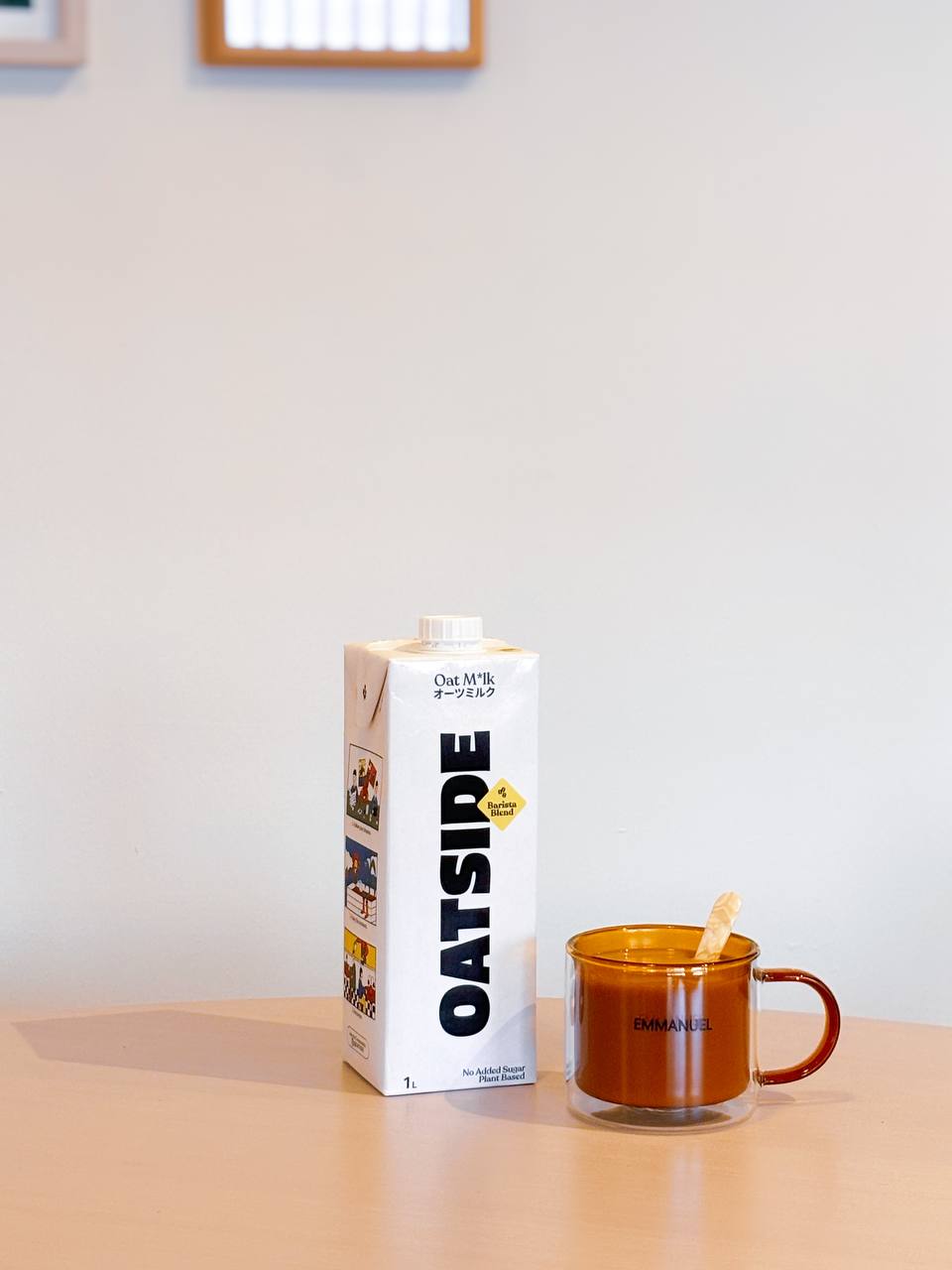 The Dining Area - Our Favourite Photo Spot - Oat milk carton, barista blend, creamy texture, no added sugar, plant-based