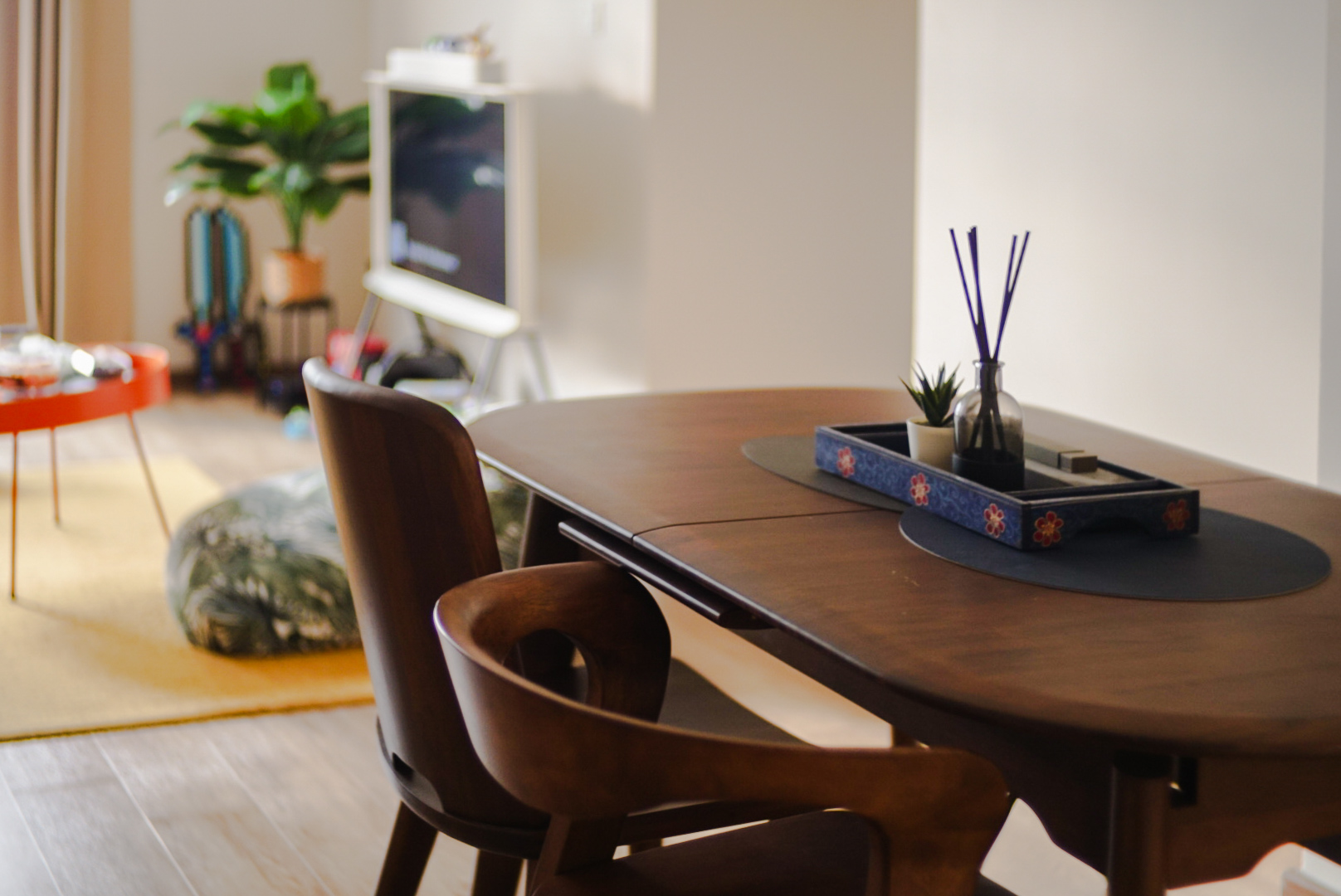 Invite Eat! — Break fast with us - Modern dining room, minimalist furniture, wooden dining table, soft natural light, indoor