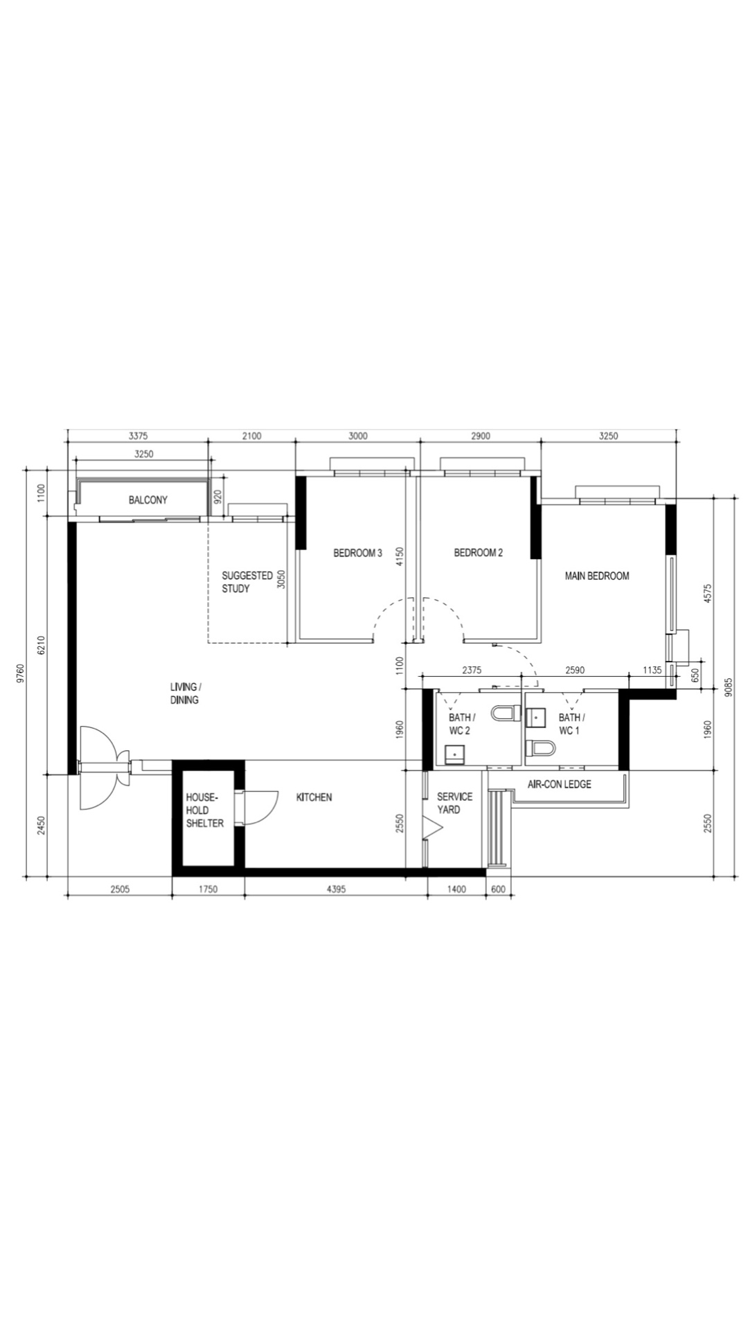 A Creamy Home With Sunrise View  - Multi-functional living space with a balcony, Comprehensive layout with multiple rooms