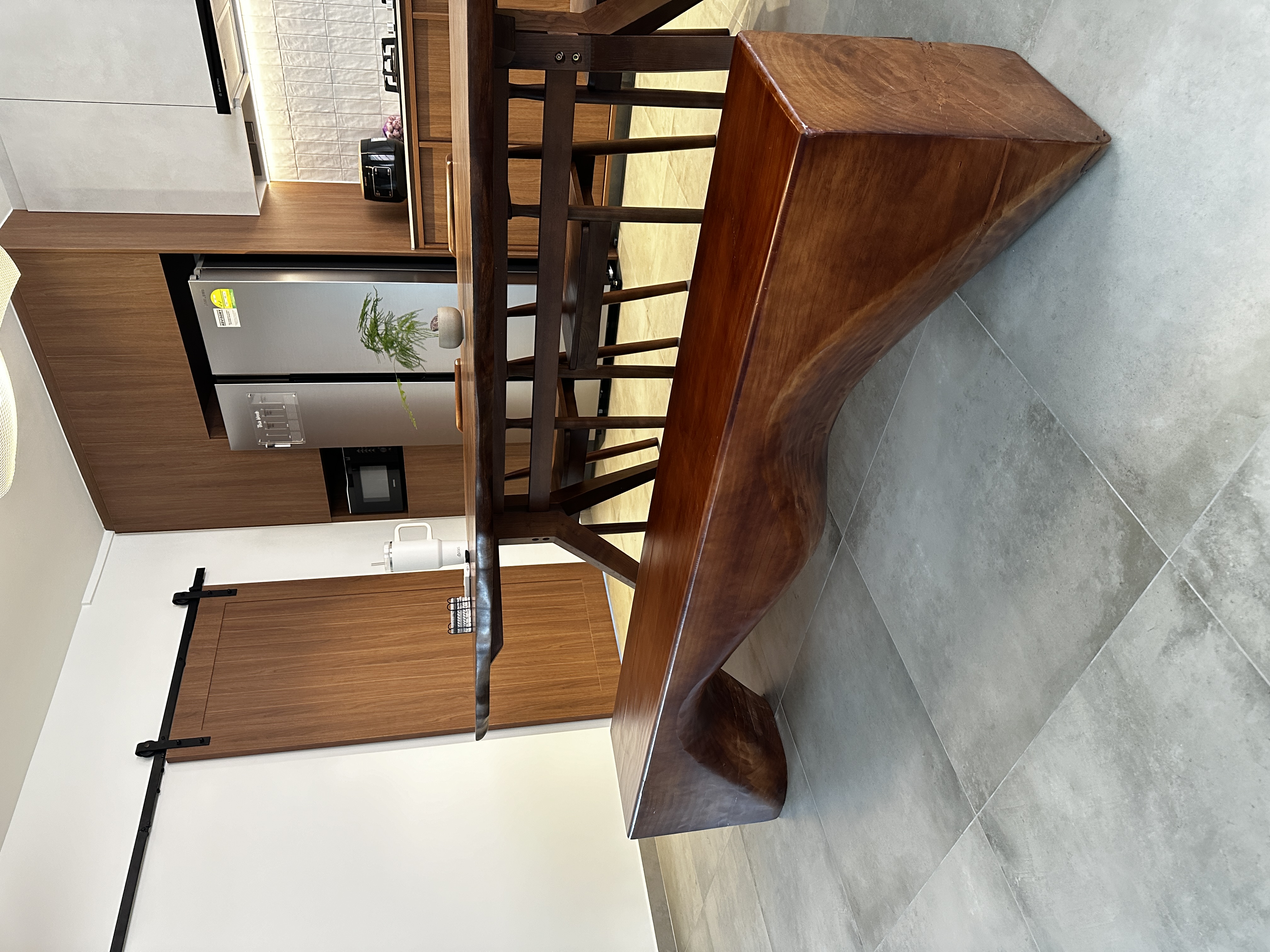 Our Dining Room: Japandi style with raw details - Wooden kitchen counter, modern kitchen design, wooden cabinets, stainless