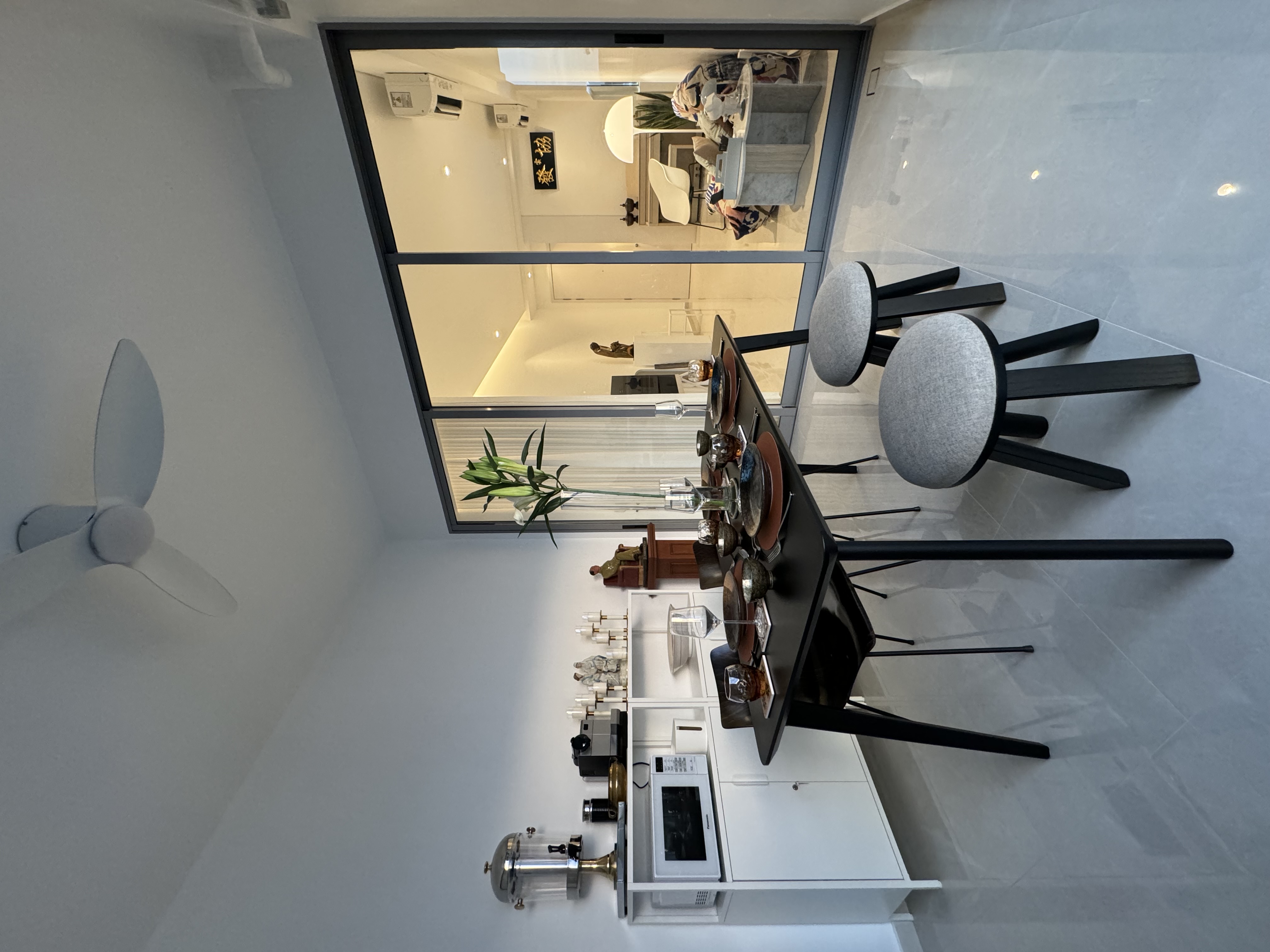 Makan @ Rumah Beacon - modern dining room, minimalist design, sleek kitchen, dining table, black chairs, contemporary